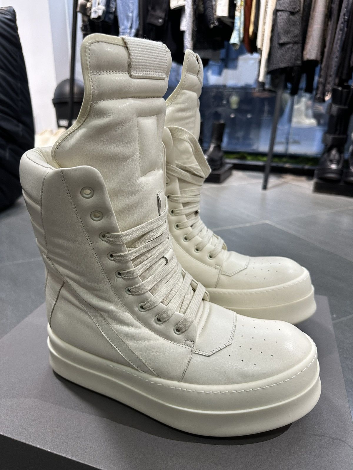 Rick Owens Off-white Mega bumper geobasket sneakers | Grailed