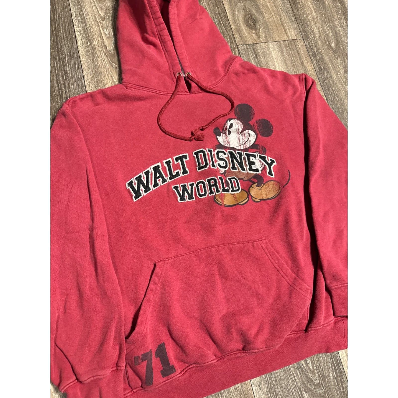 Disney VINTAGE Mickey Mouse Embroidered Red Hoodie Sweatshirt 90s Small Unisex Adults S Size US S / EU 44-46 / 1 - 2 Thumbnail