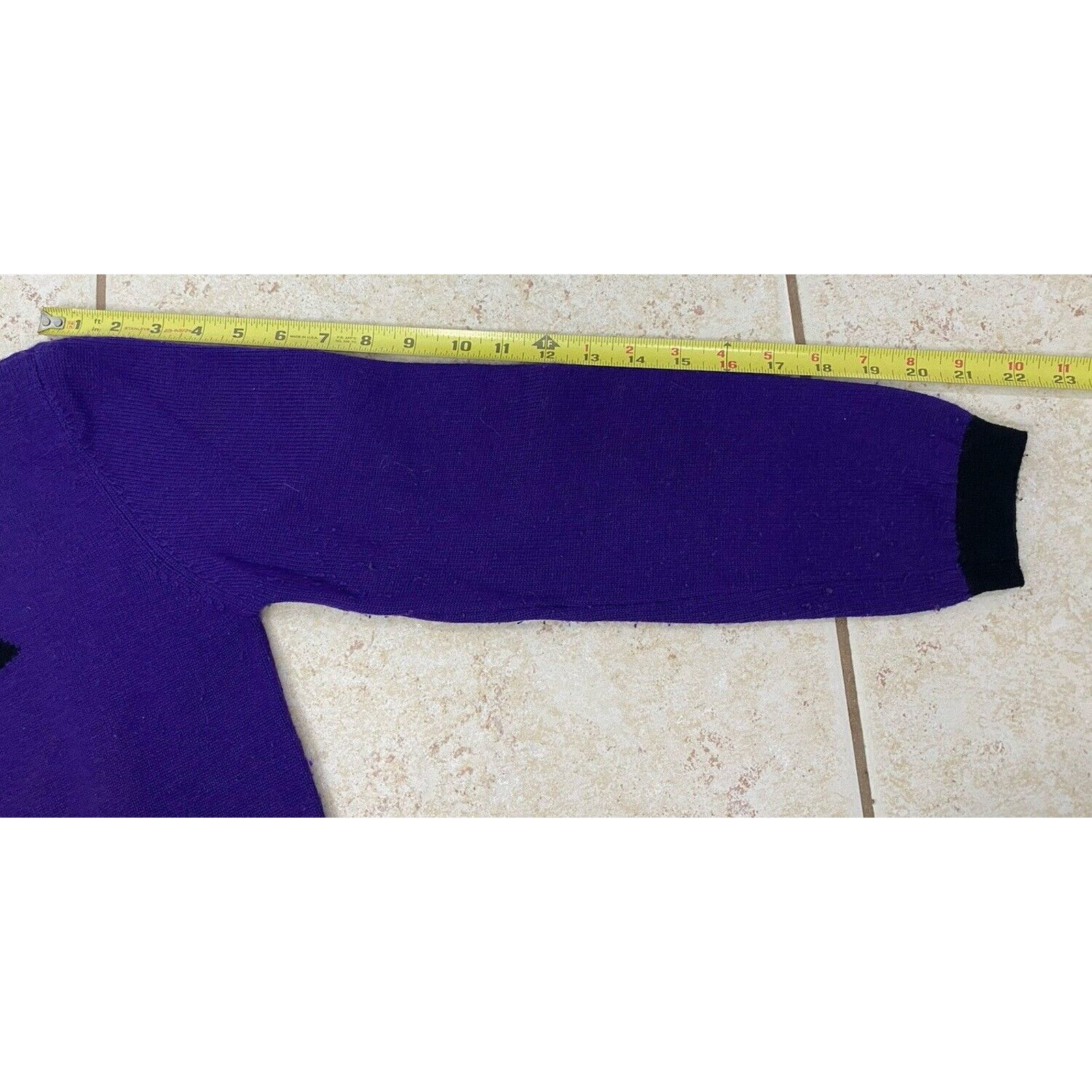 Sonia Rykiel VTG Sonia Rykiel Purple Black Bow Wool Long Sleeve Sweater Size S / US 4 / IT 40 - 10 Thumbnail