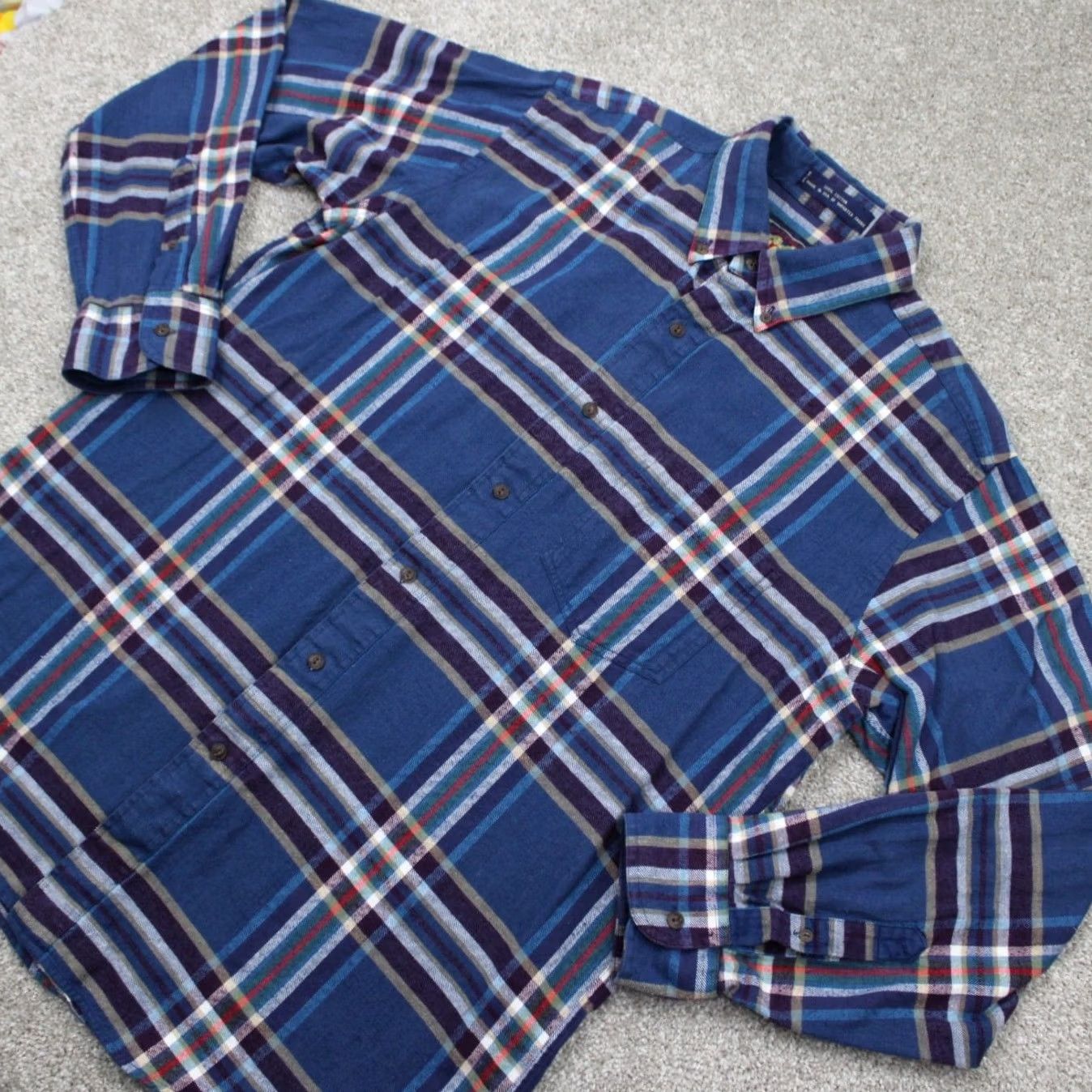 Ralph Lauren VINTAGE Ralph Lauren Chaps Shirt Mens Large Blue/Red 100% Cotton Long Sleeve Button Size US L / EU 52-54 / 3 - 3 Thumbnail