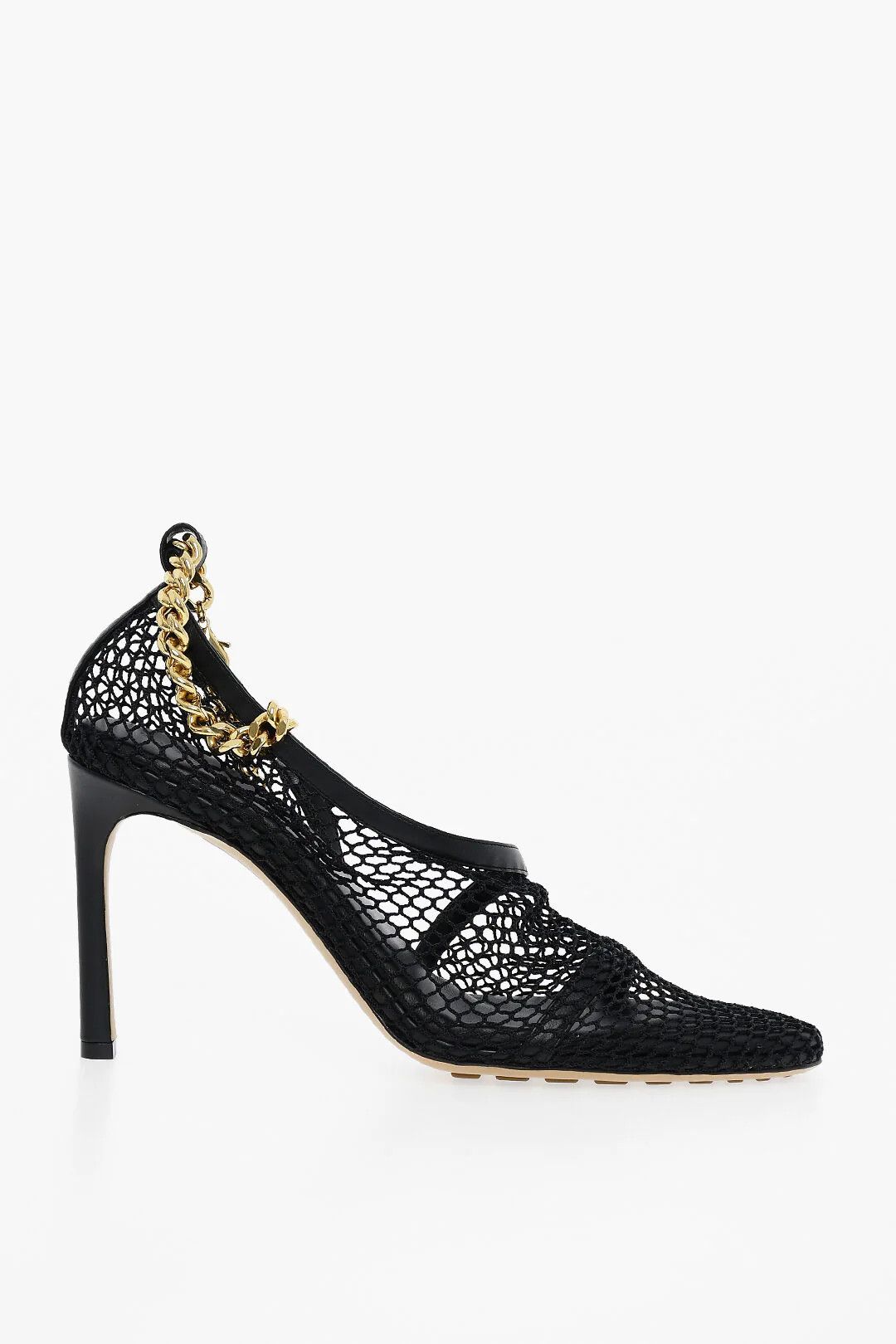 Bottega Veneta og1mm0426 Mesh Sandals in Black & Gold Size US 5 / IT 35 - 1 Thumbnail
