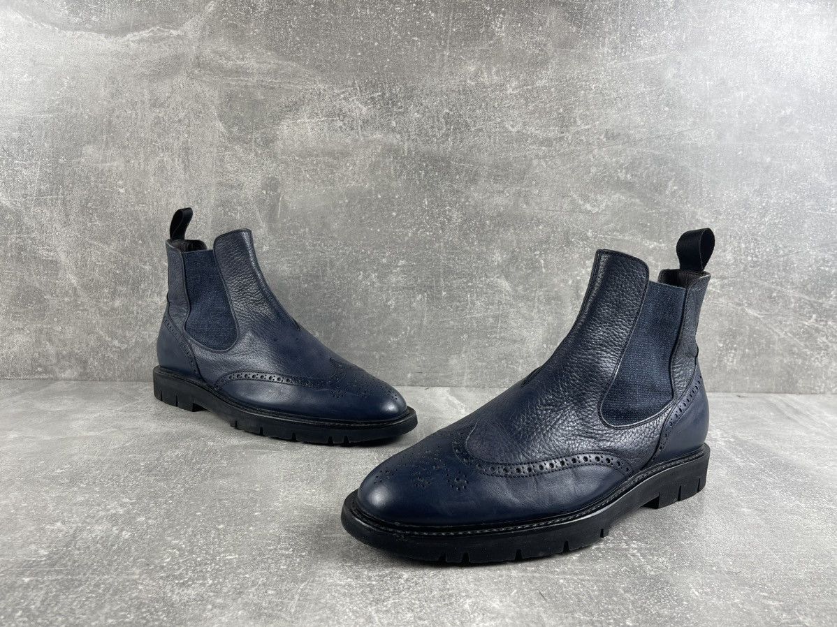 Neil Barrett Neil Barrett BluBarrett Navy Blue Leather Chelsea Boots Size US 7 / EU 40 - 4 Thumbnail