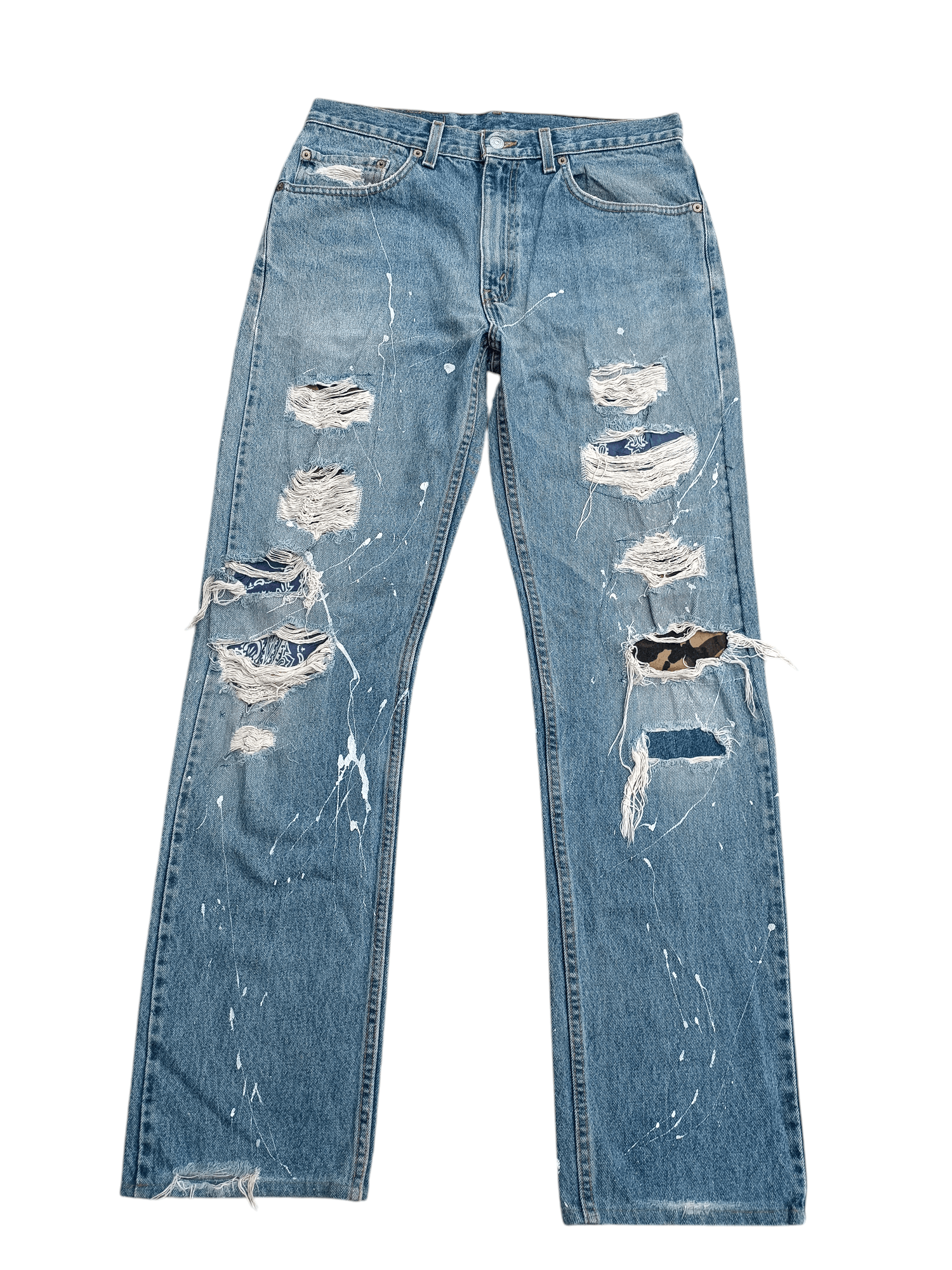 Levi's × Vintage Y2K Levis 505 Regular Straight Cut Distressed Splatter Denim Size US 32 / EU 48 - 1 Thumbnail