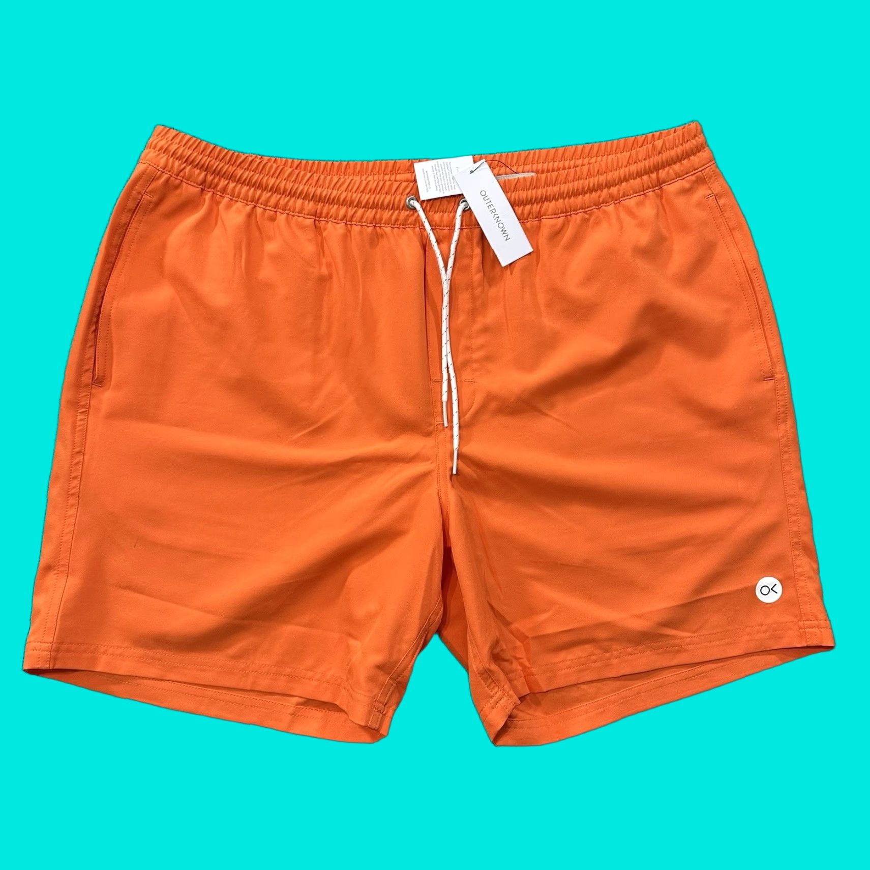 Outerknown Outerknown Nomadic Sports Shorts XL Mens Orange 7” Trunk Drawstring Pockets Lined Android? Size US 36 / EU 52 - 1 Thumbnail