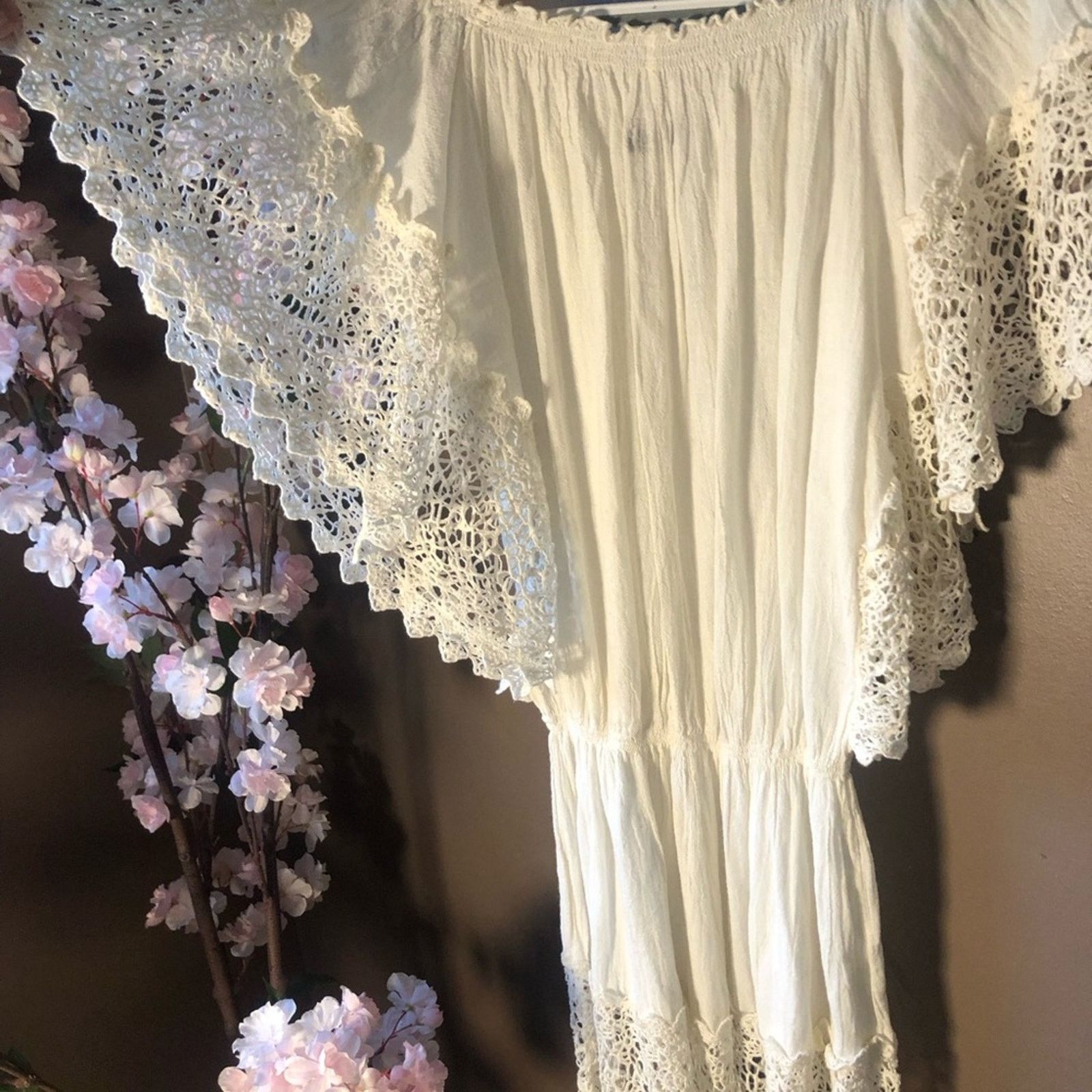 NBDN Nobrandedon Dress White linens stretch with knitted embroidery. Size S / US 4 / IT 40 - 6 Thumbnail