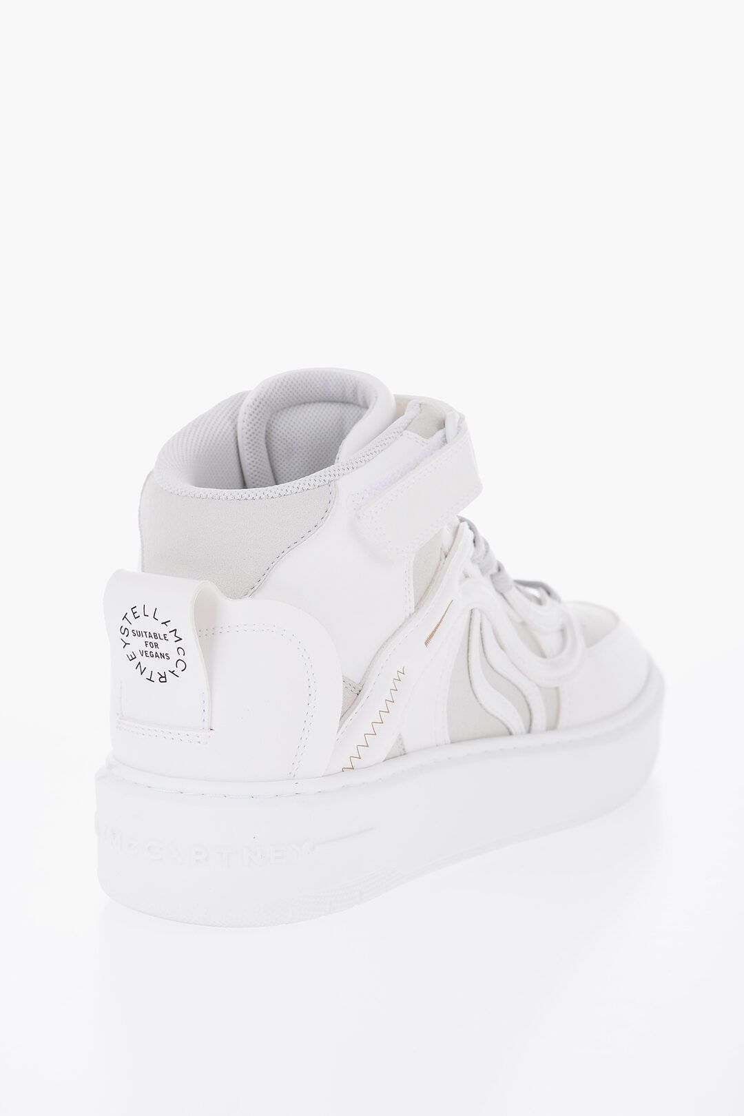 Stella McCartney og1mm0824 Leather S-Wave High-Top Sneakers in White Size US 5 / IT 35 - 3 Thumbnail
