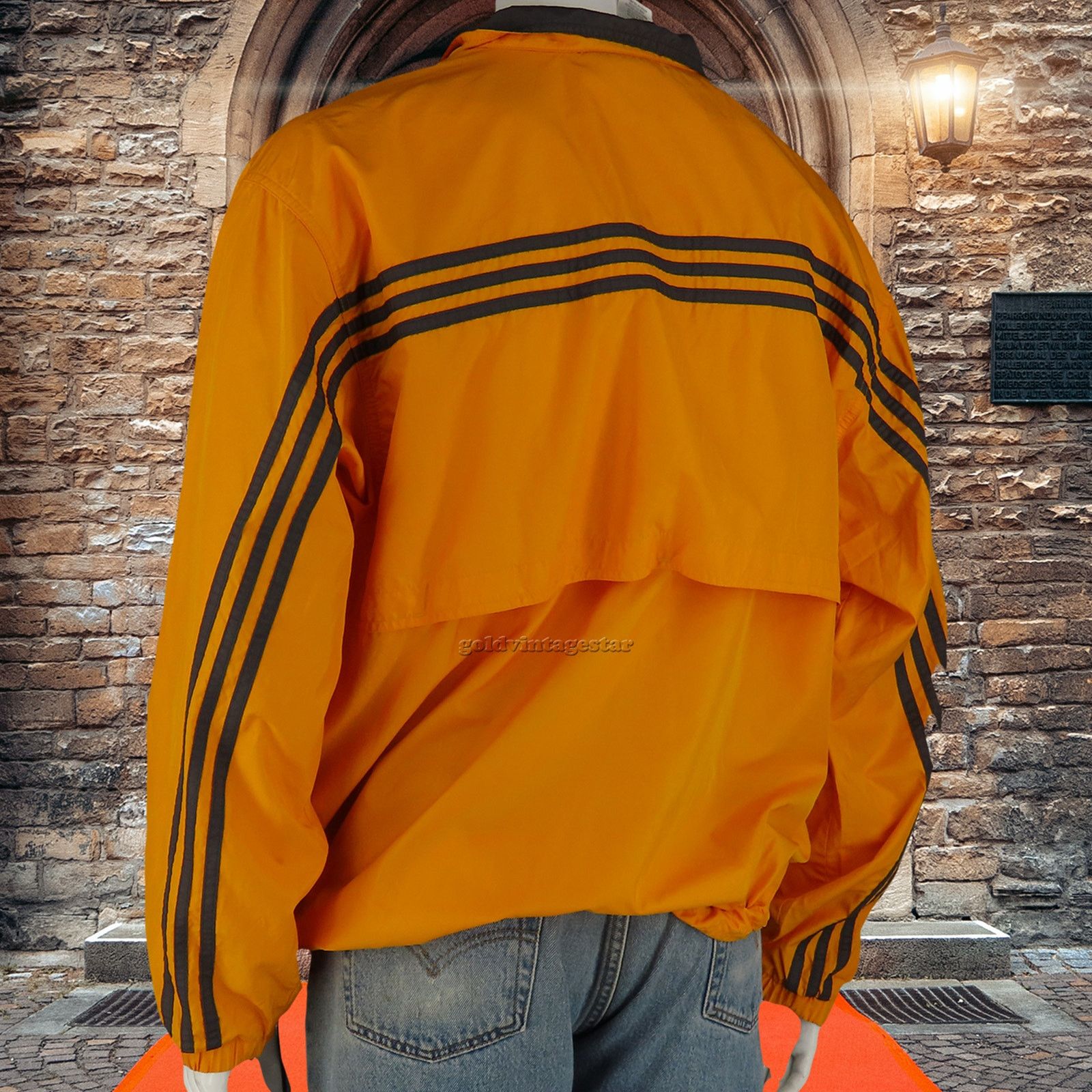 Other Adidas Pullover Polo Orange Striped Jacket Large L Grailed