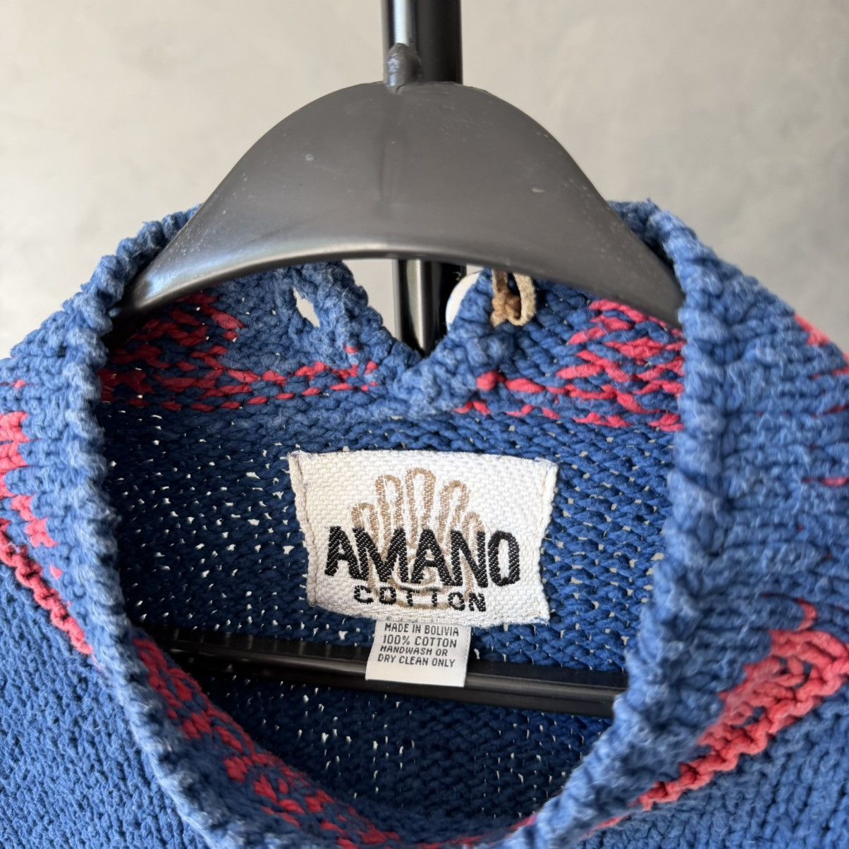Handmade Amano Mock Neck Folklore Patterned Knit sweater Size US M / EU 48-50 / 2 - 8 Thumbnail
