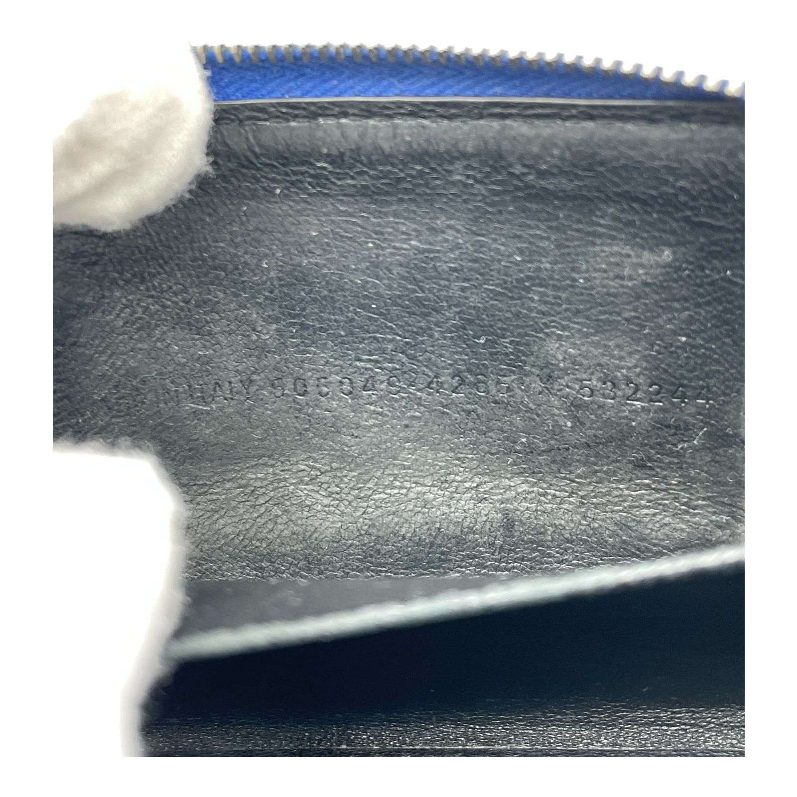 Balenciaga 🔴 Balenciaga Logo Zip Card Wallet - Blue Leather Size ONE SIZE - 9 Thumbnail