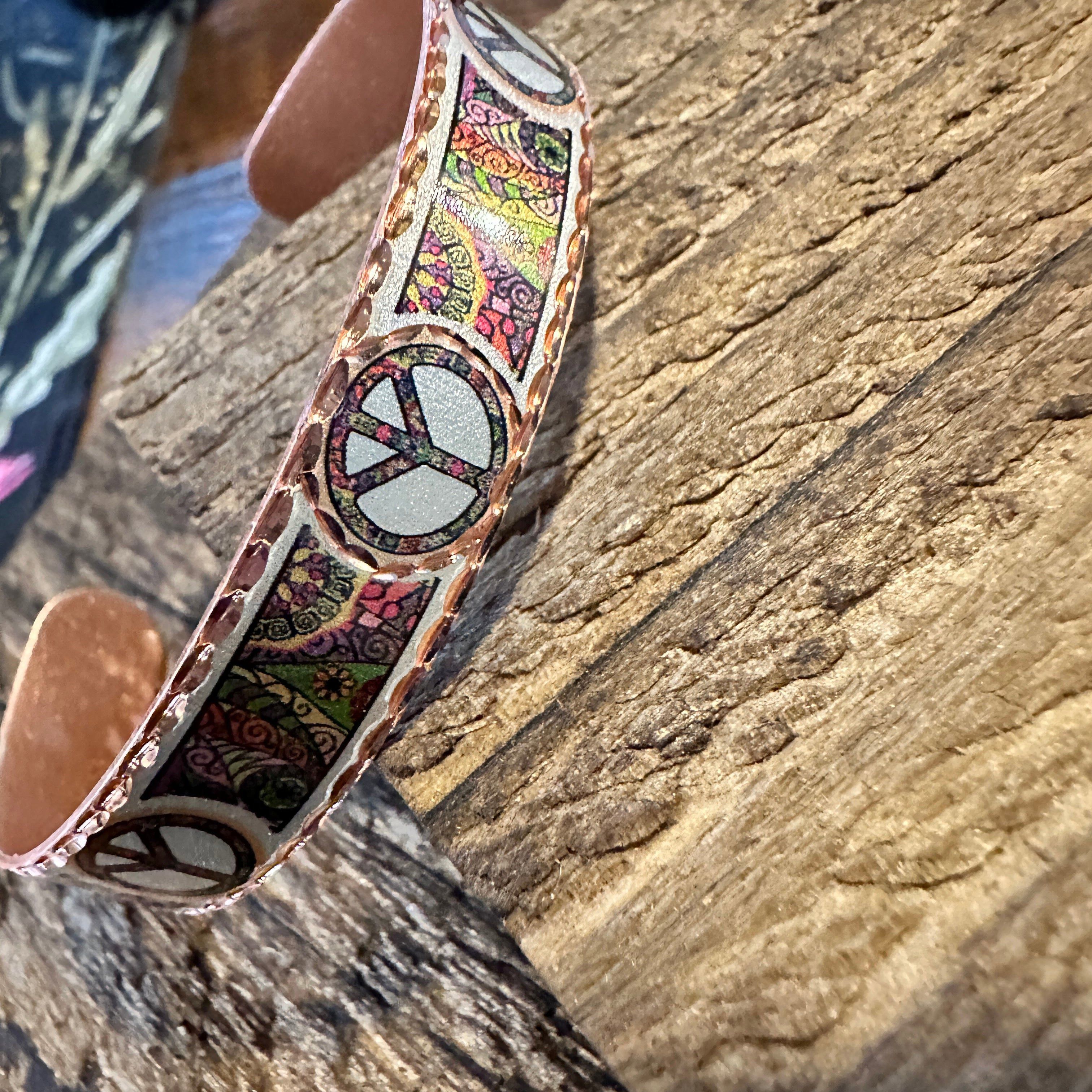 Other Handmade Boho Copper Narrow Cuff Bracelet, Diamond Cut Hippi Size ONE SIZE - 5 Thumbnail