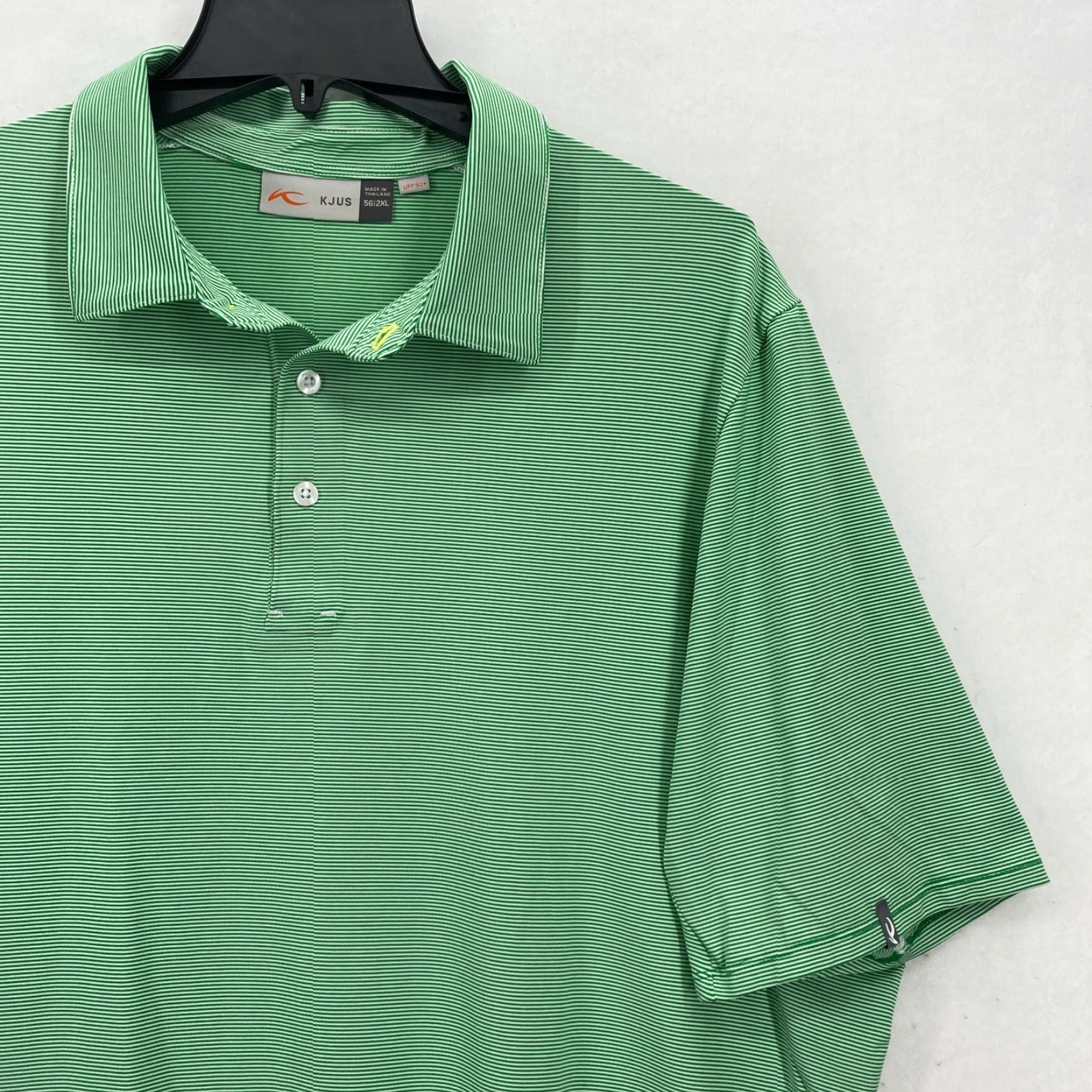 KJUS Kjus Soren Polo Shirt Mens 2XL Green Striped Short Sleeve UPF 50+ Golf Preppy Shirt Size US XXL / EU 58 / 5 - 2 Thumbnail