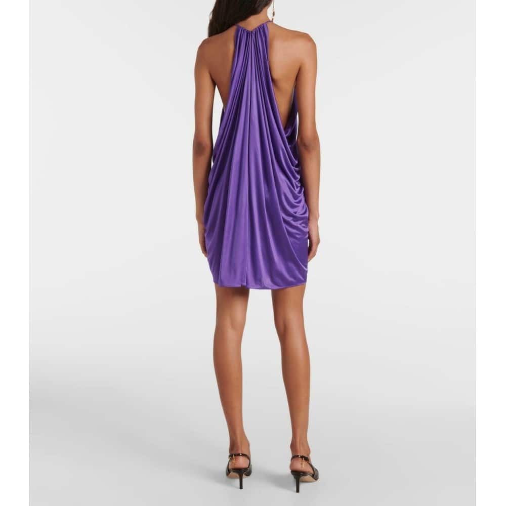 Tom Ford o1loc1c1225 ABJ828 Lustrous Jersey Evening Mini Dress Purple Size M / US 6-8 / IT 42-44 - 3 Thumbnail