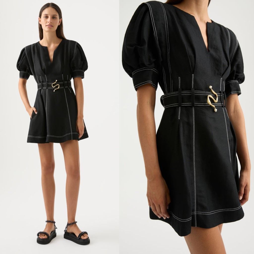 AJE NEW AJE Dress Beacon Structured Belted Mini Dress Black Size | Grailed