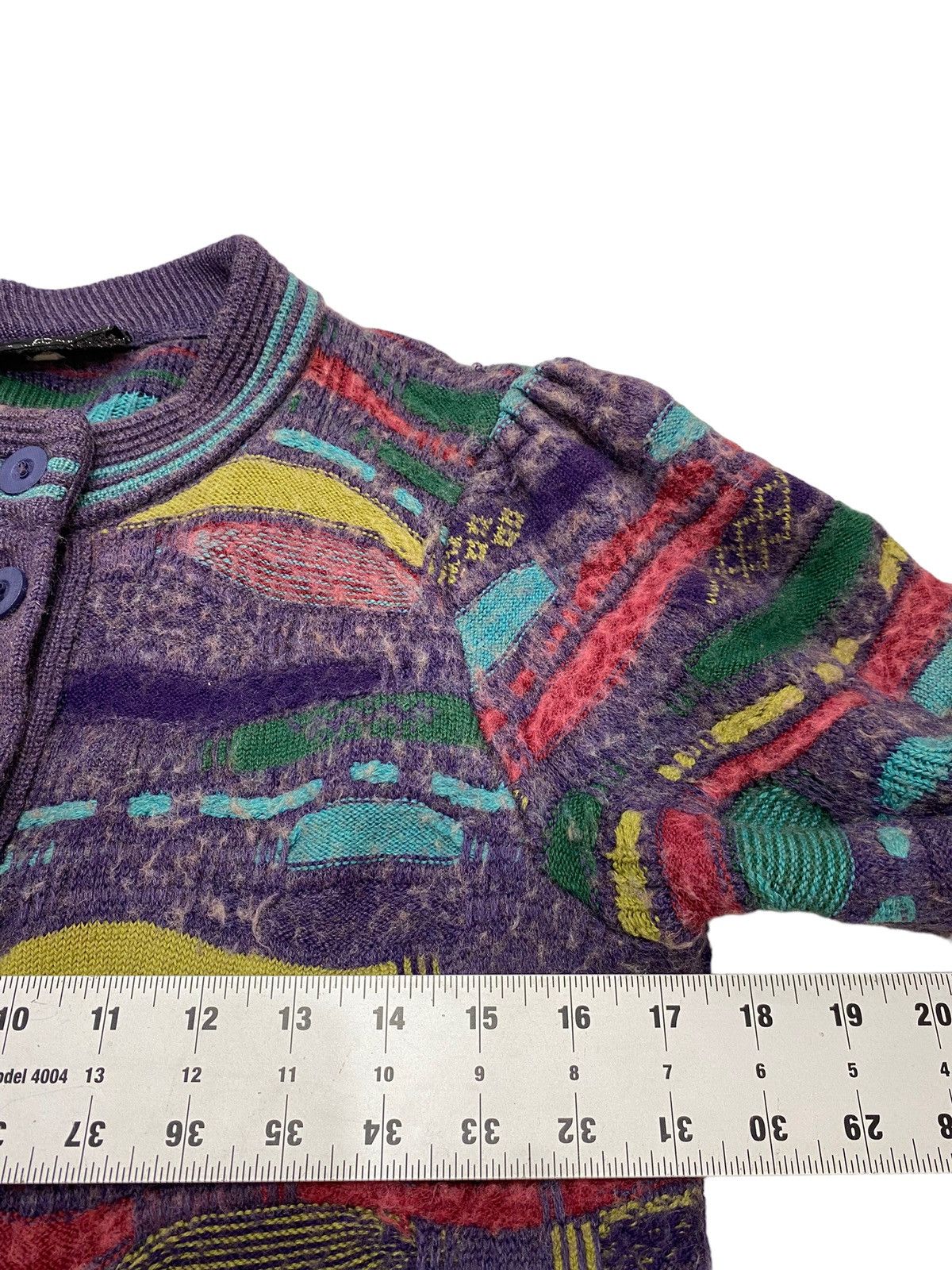 Vintage 90s Oskar Haug Irish Wool Coogi Style 3D Knit Cardigan Size US XS / EU 42 / 0 - 7 Thumbnail