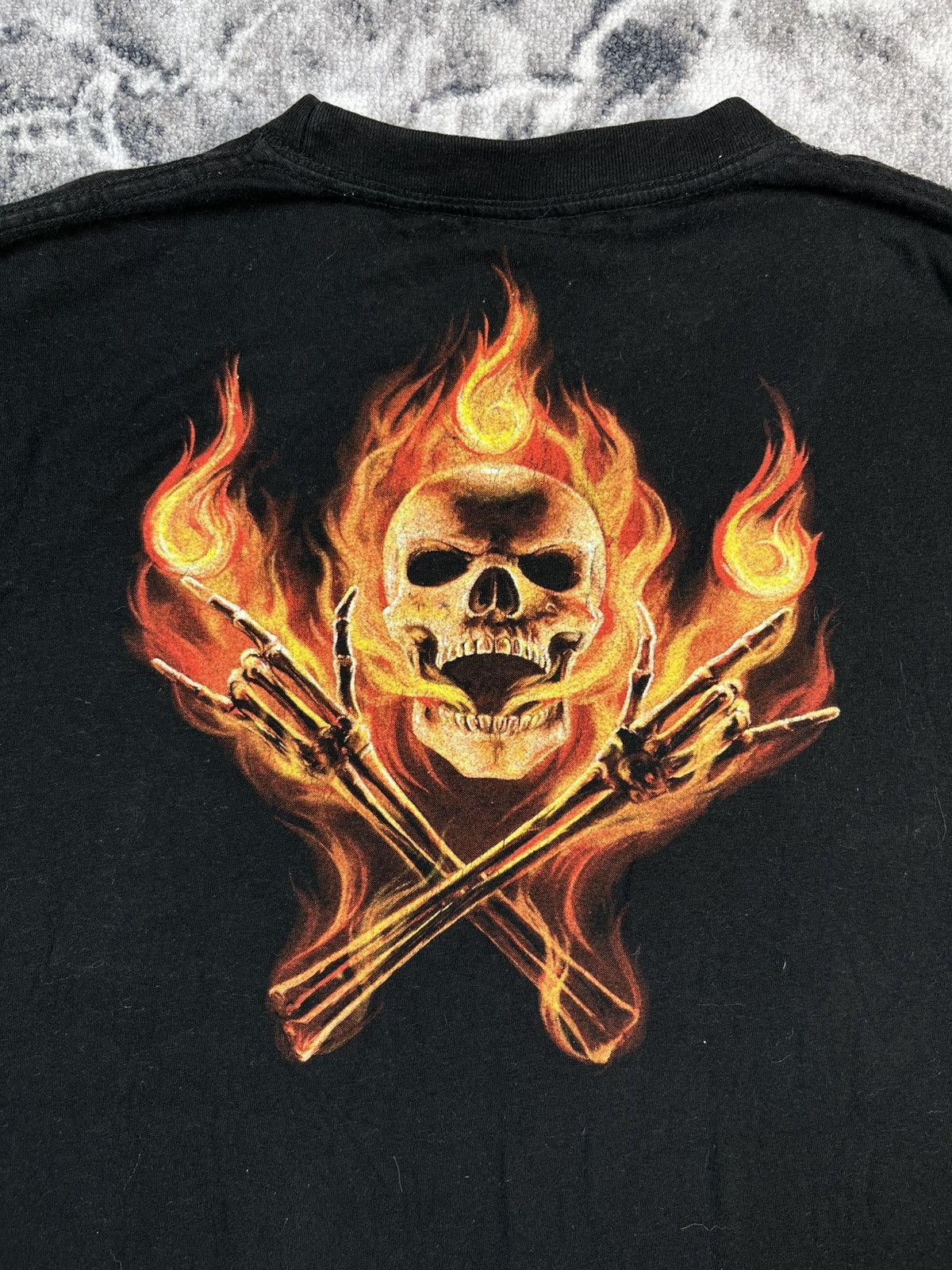 Other Spiral Direct Flaming Skull Faded Biker Tee Y2K Size US XL / EU 56 / 4 - 12 Thumbnail
