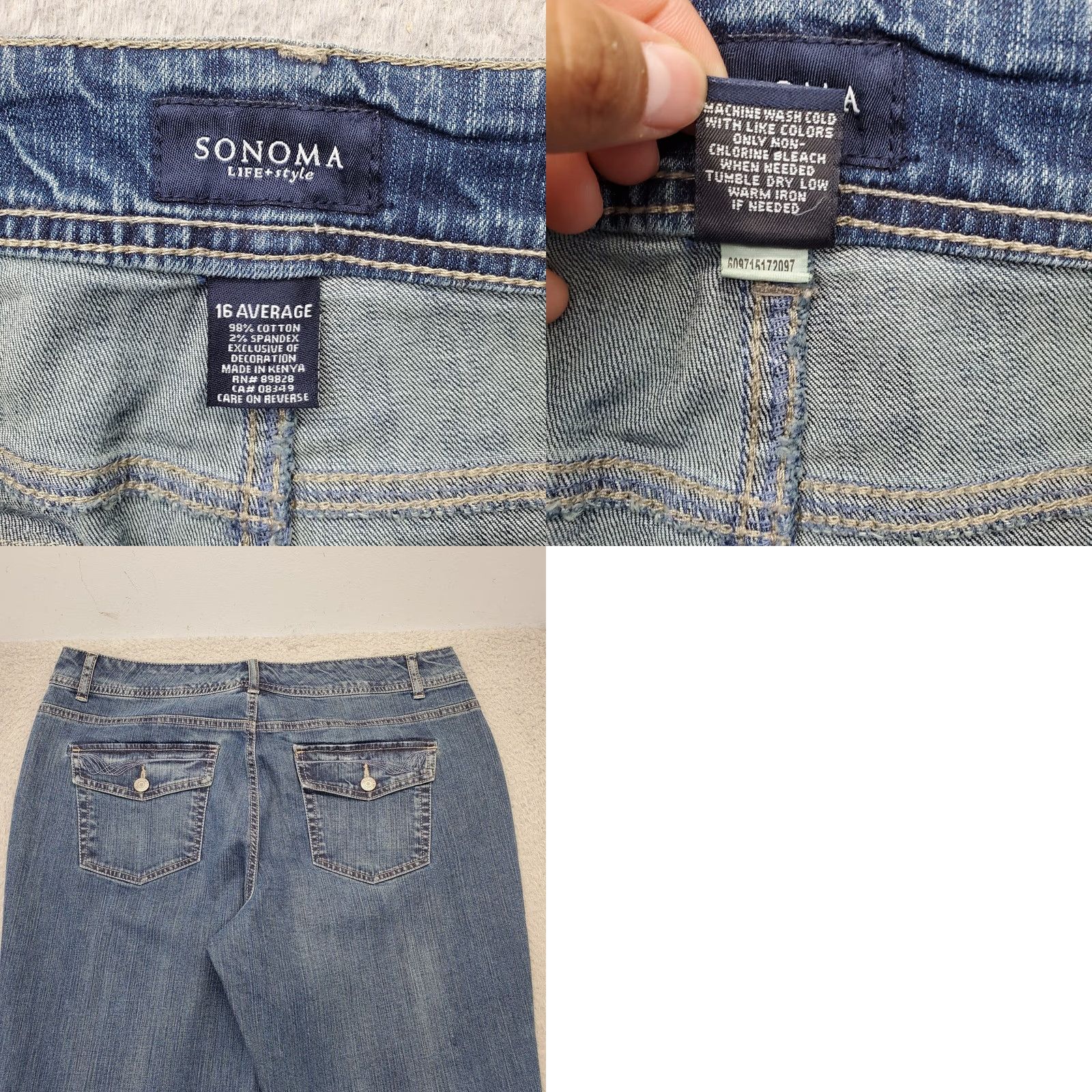 Vintage Sonoma Bootcut Jeans Womens 16 Blue Denim Modern Fit Stretch Low Rise Outdoor Jeans Size 38" / US 16 / IT 52 - 8 Thumbnail