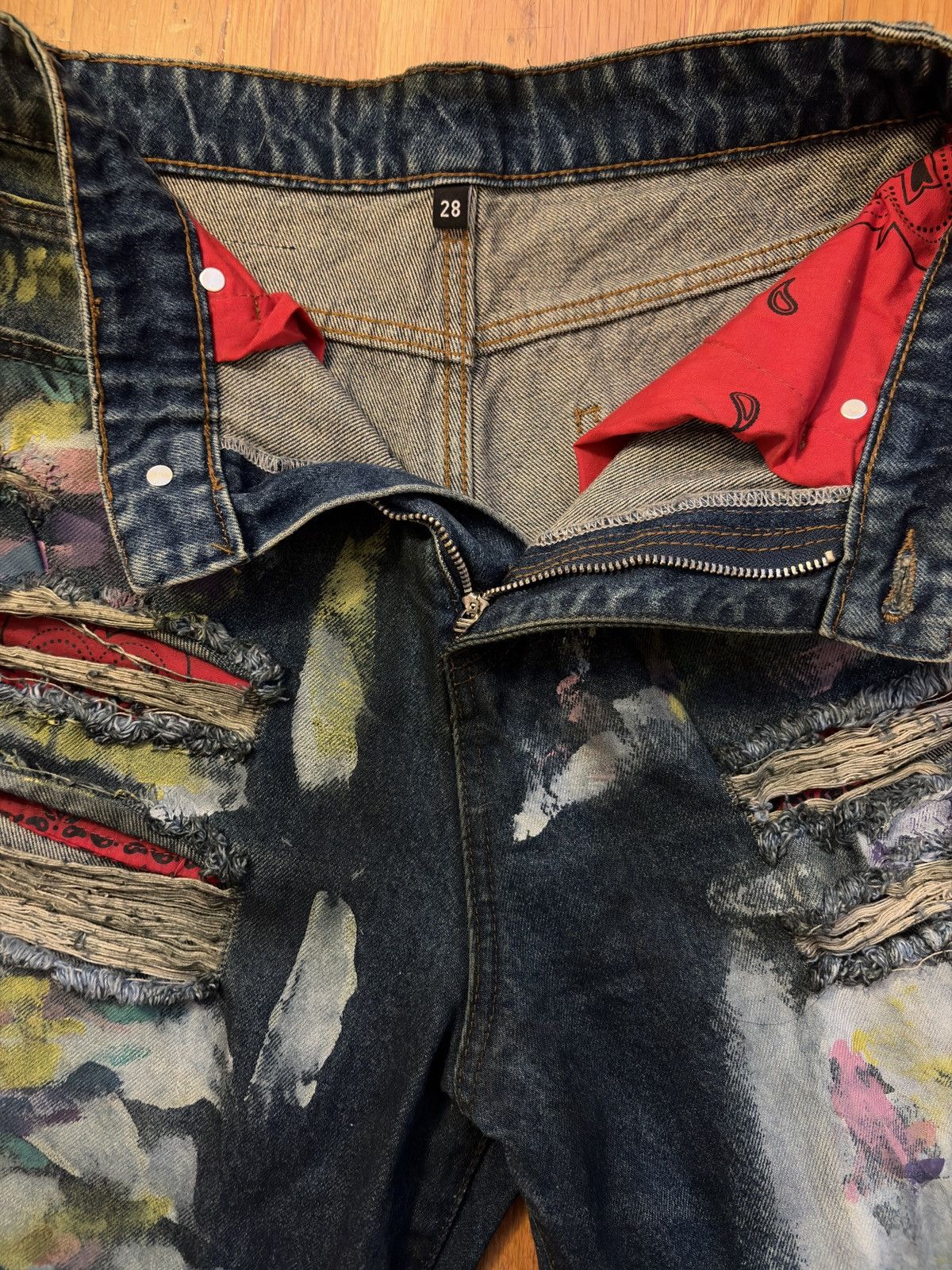 basketcase gallery LAX, baggy denim, paint splatter Size US 28 / EU 44 - 3 Thumbnail