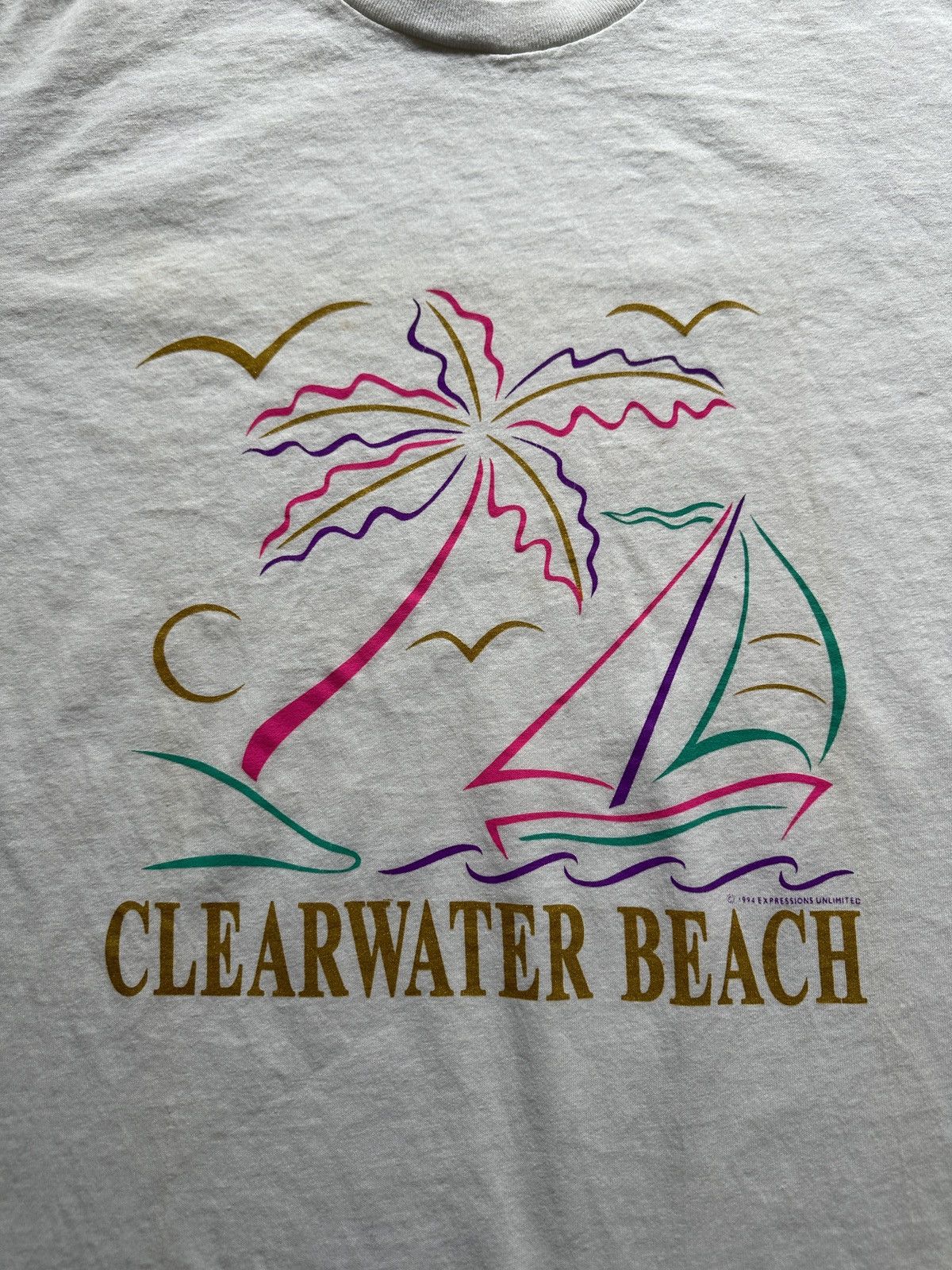Vintage Vintage 90s Clearwater Beach Art Vacation Graphic Tee Size US XL / EU 56 / 4 - 4 Thumbnail