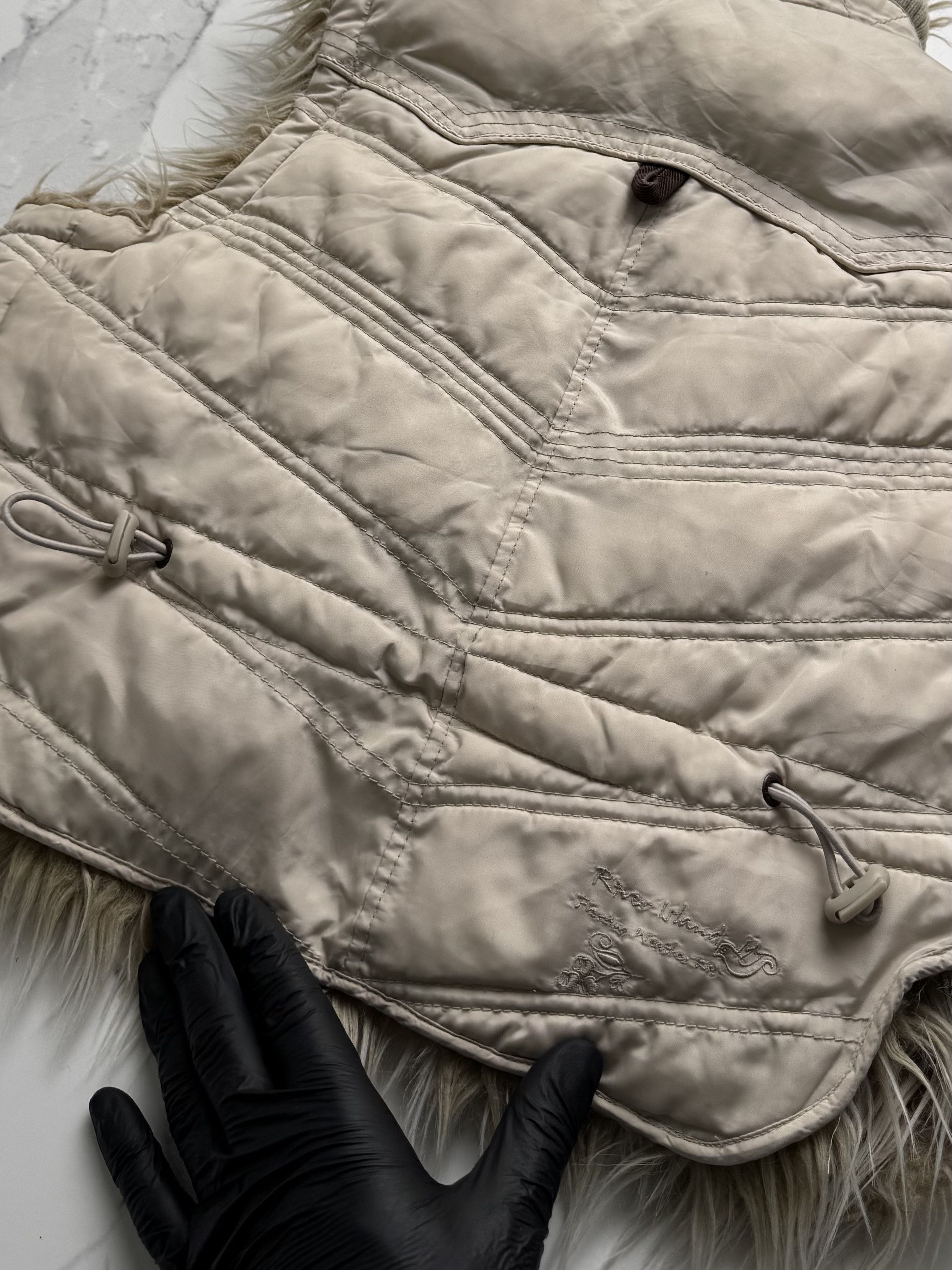 Japanese Brand Cream Cropped Gilet Women S Faux Fur Y2K Utility Biker Vest Size S / US 4 / IT 40 - 9 Thumbnail