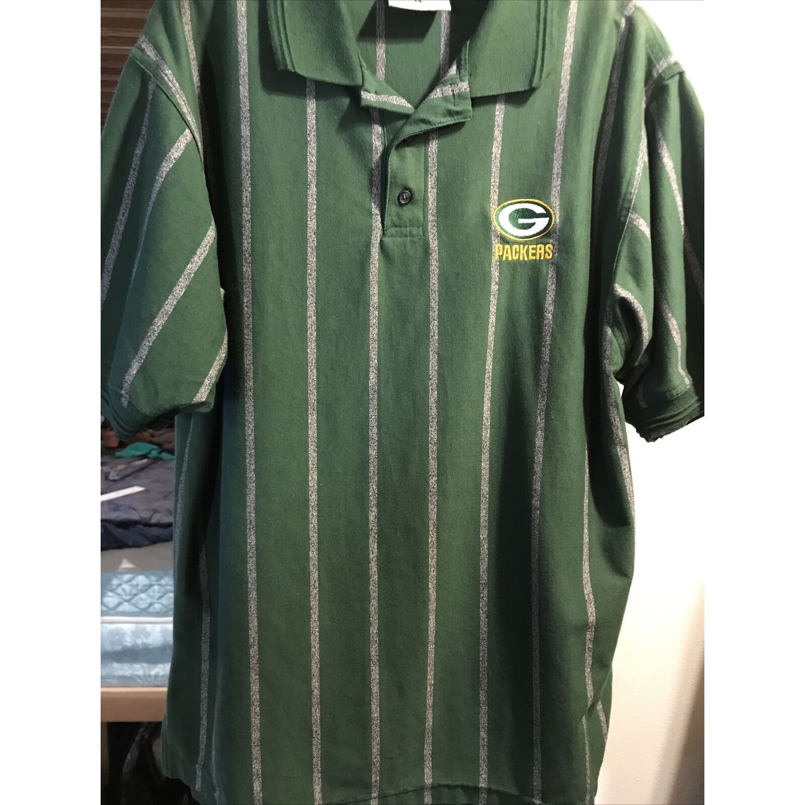 Lee Lee Sport Vintage Men’s L Green Bay Striped Cotton Poly Polo Size US L / EU 52-54 / 3 - 8 Thumbnail