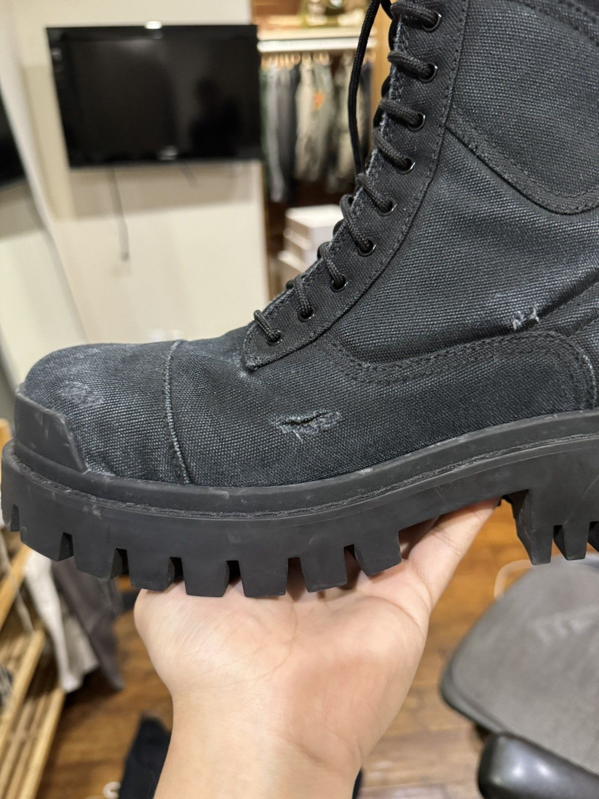 Balenciaga Balenciaga Combat Strike Boot Black Canvas