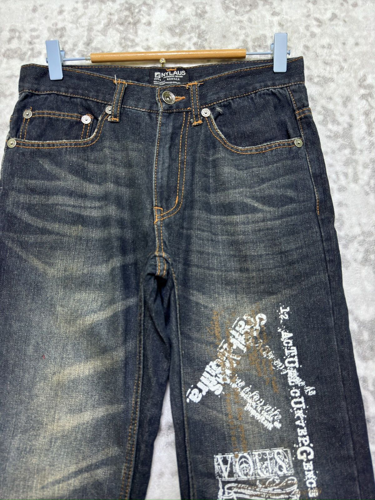 Hysteric Glamour Vintage Nylaus Printed Poem Acid Wash Denim Jeans Y2K Japan Size US 29 - 5 Thumbnail