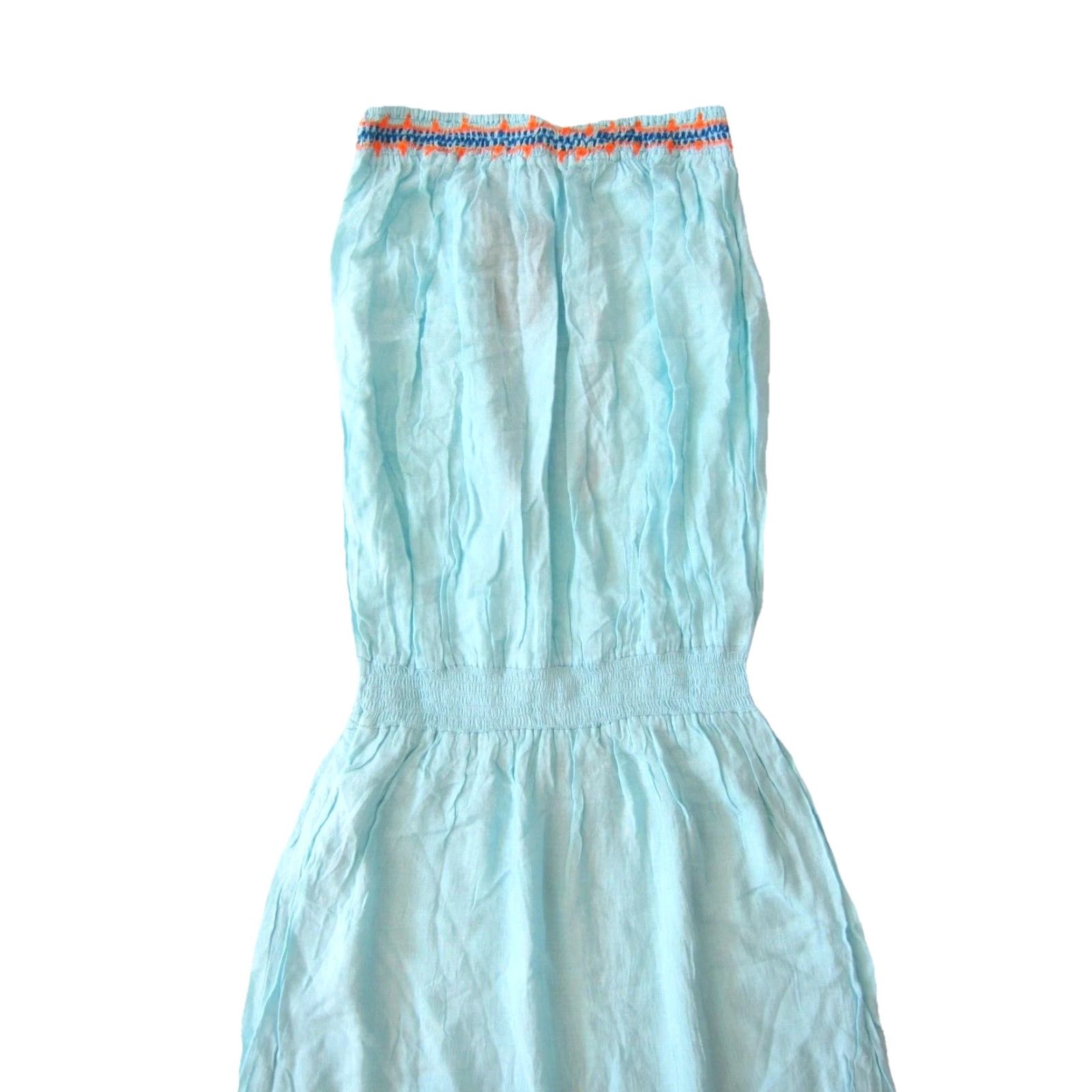 Vintage VINTAGE NWT 7 Islands Rayon Embroidered Strapless Long Maxi Dress Turquoise Orange Large Blue Size L / US 10 / IT 46 - 5 Thumbnail