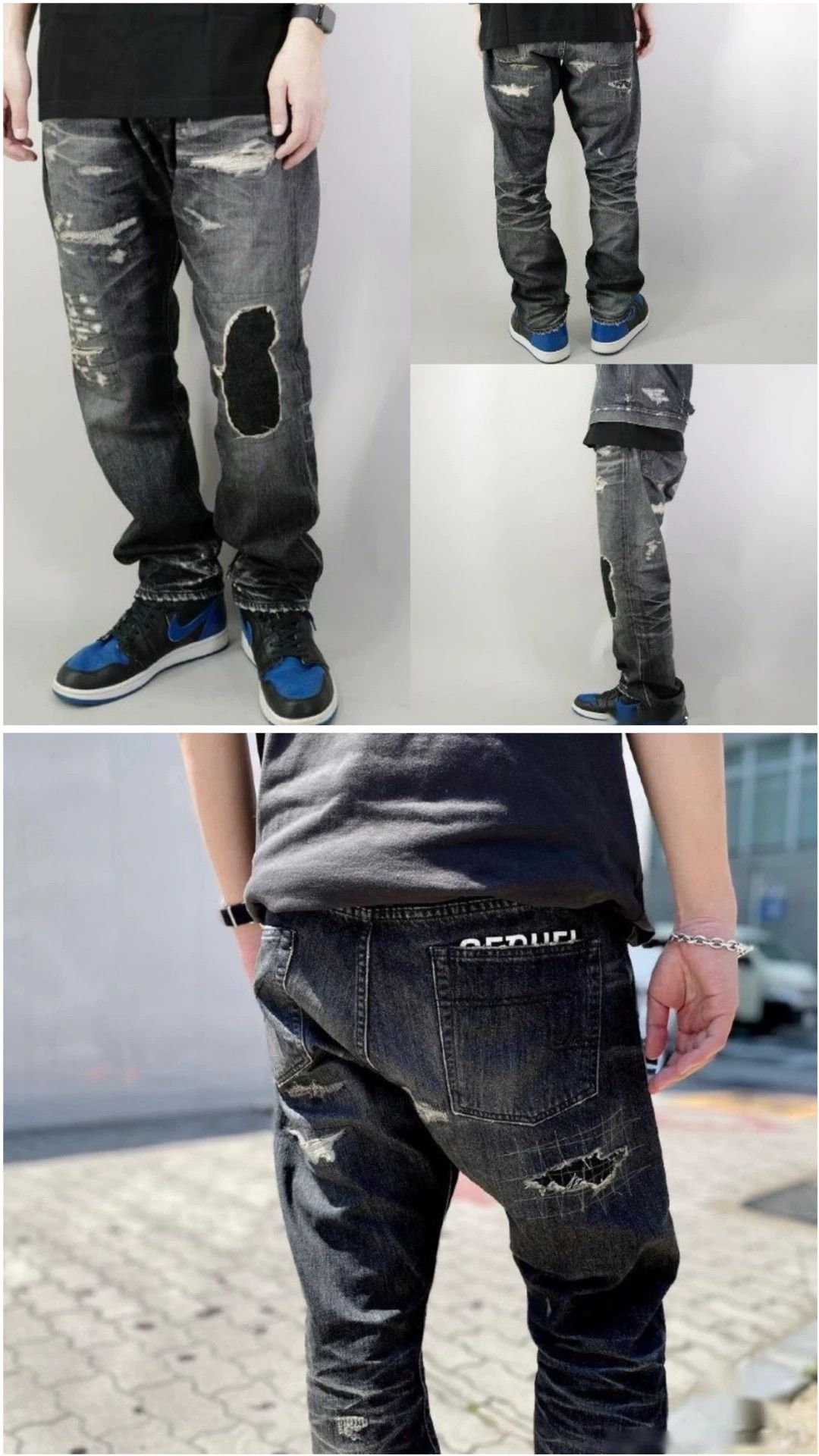 Fragment Design FRAGMENT 22SS Lightning Black Distressed Denim Pants S Size US 30 / EU 46 - 9 Thumbnail