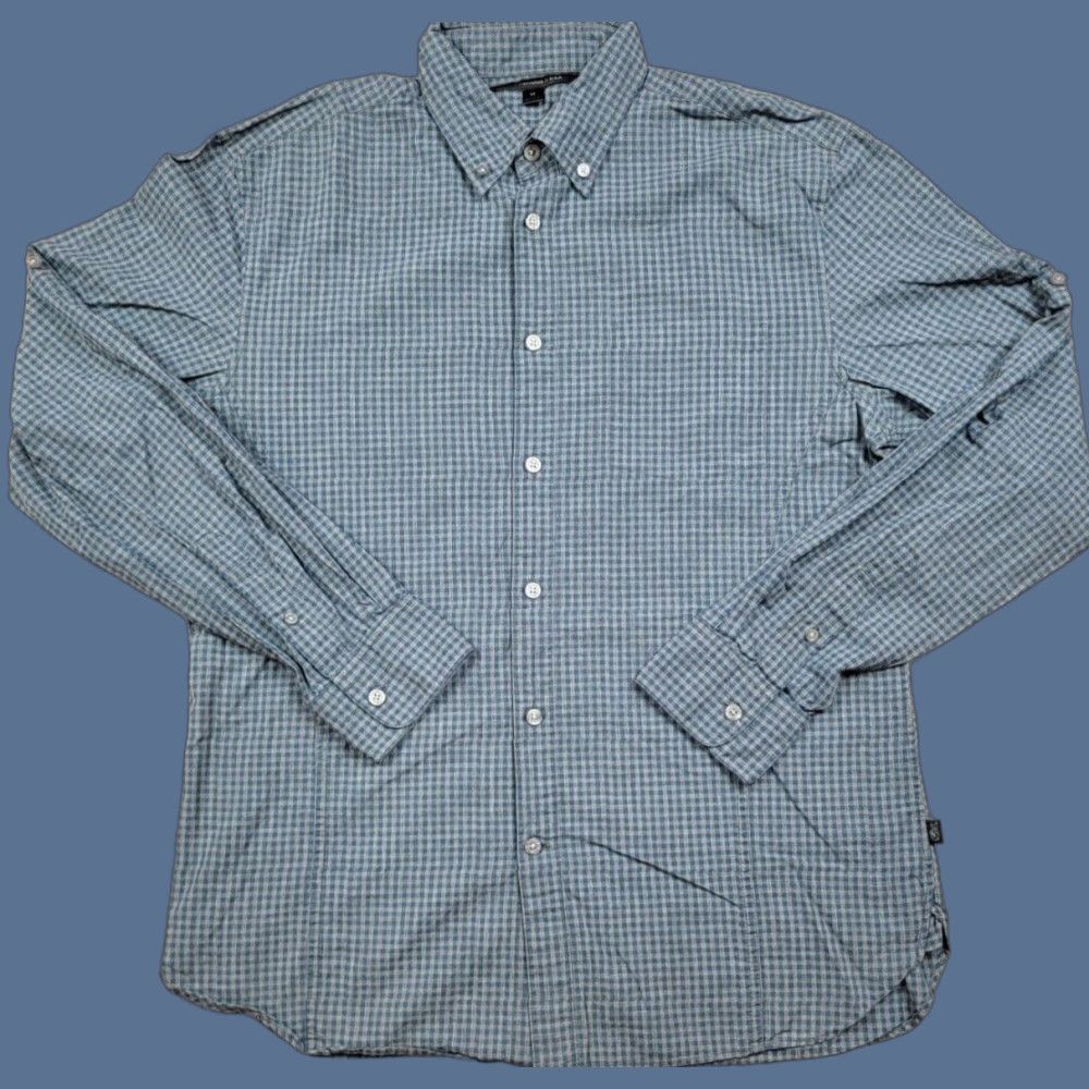 John Varvatos John Varvatos Shirt Mens Medium Blue Gray Check Button Up Casual Classic Preppy Size US M / EU 48-50 / 2 - 1 Thumbnail