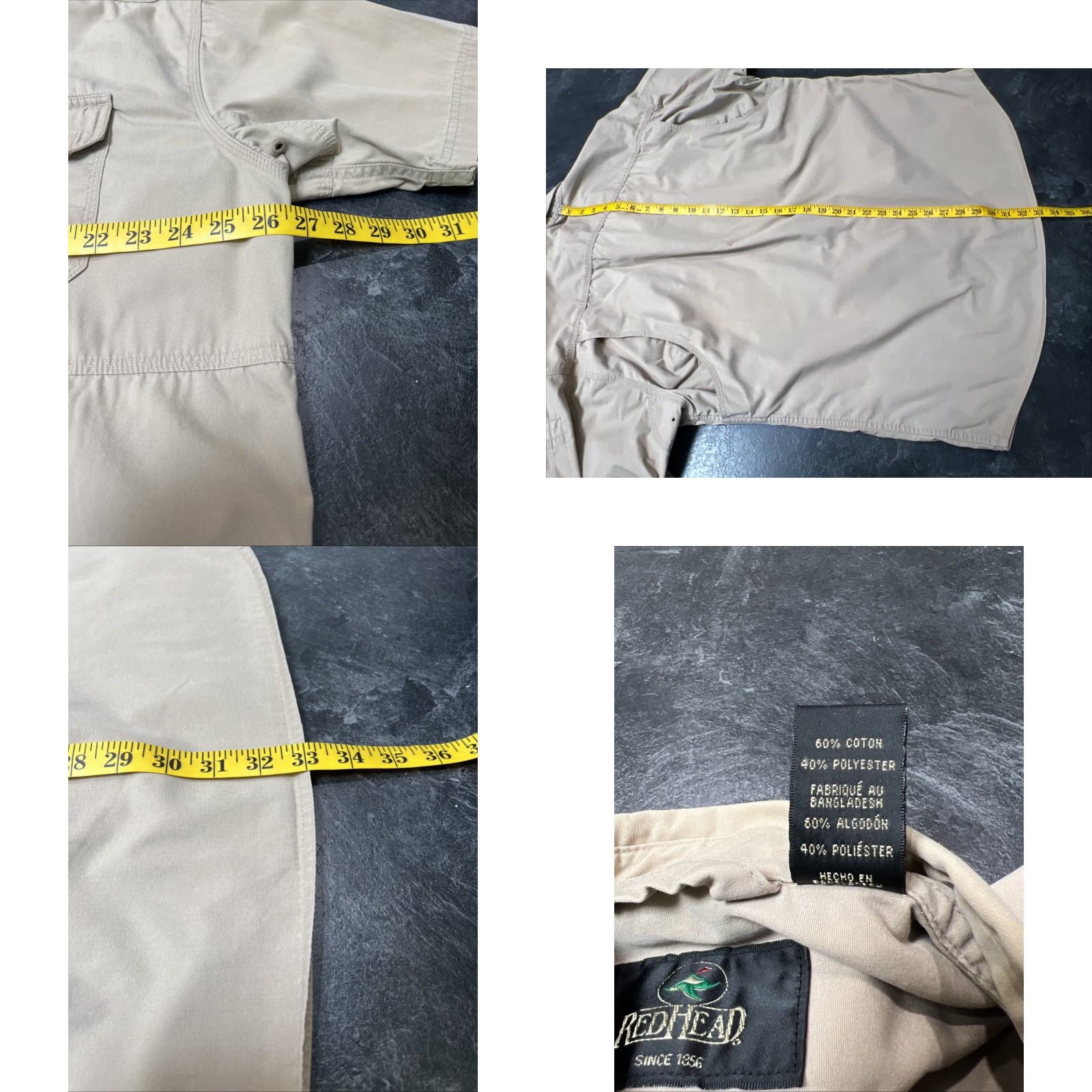 Vintage RedHead Men's XL Khaki Button-Up Shirt Short Sleeve with Front Pockets and Pleated Back Size US XL / EU 56 / 4 - 8 Thumbnail
