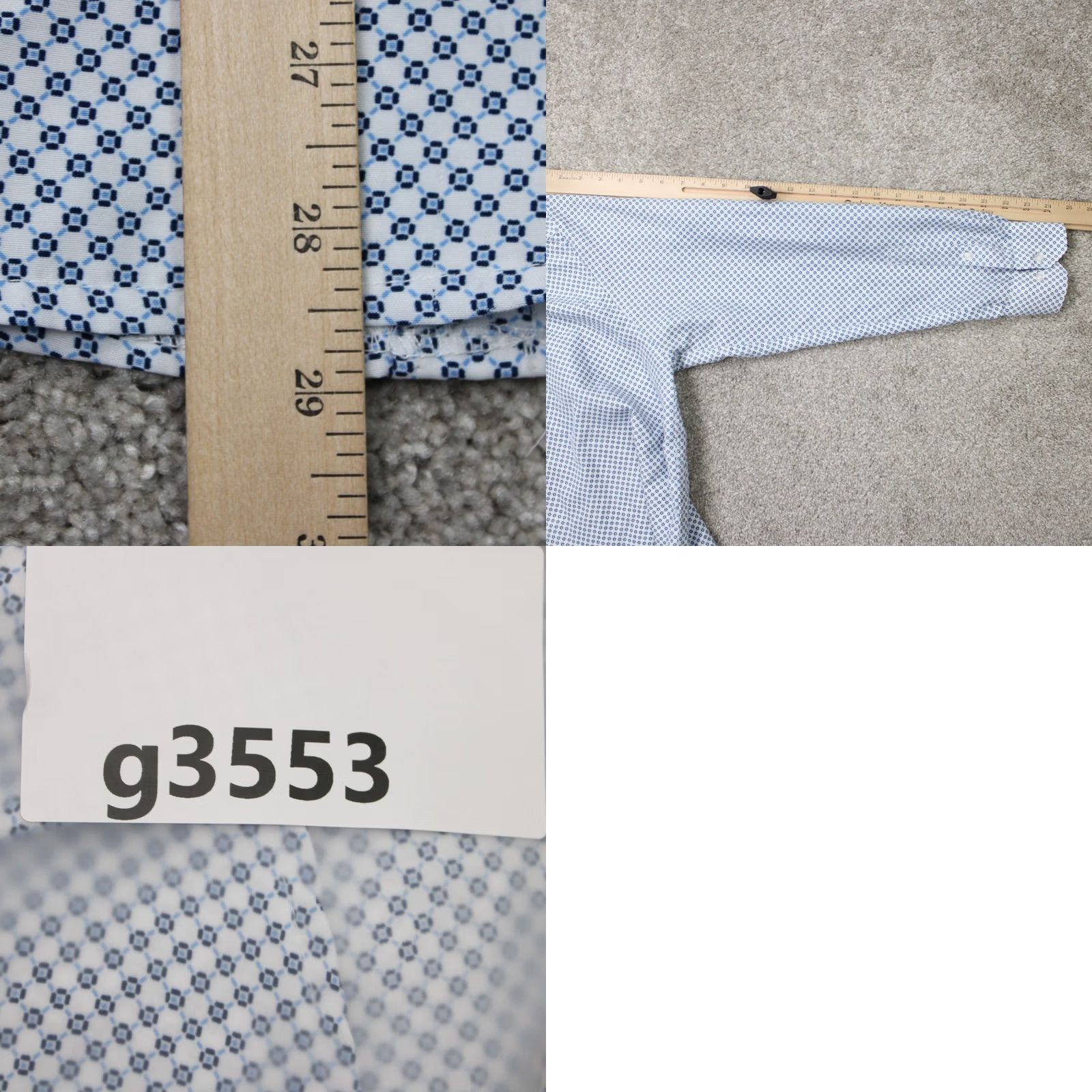 Vintage Society of Threads Shirt Mens XL White/Blue Check Slim Fit L/S Button-Up Shirt Size US XL / EU 56 / 4 - 9 Thumbnail