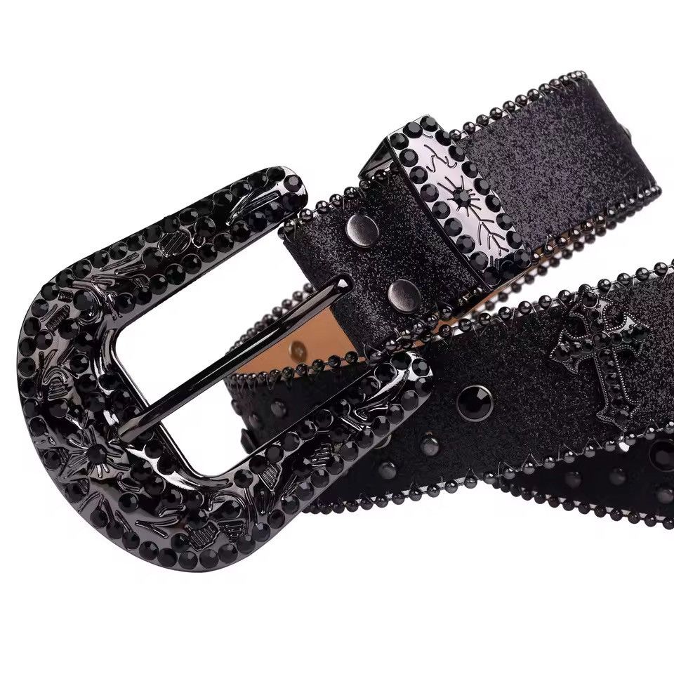 Japanese Brand 135 cm Y2K Silver Rhinestone Studded Belt Size 32 - 11 Thumbnail