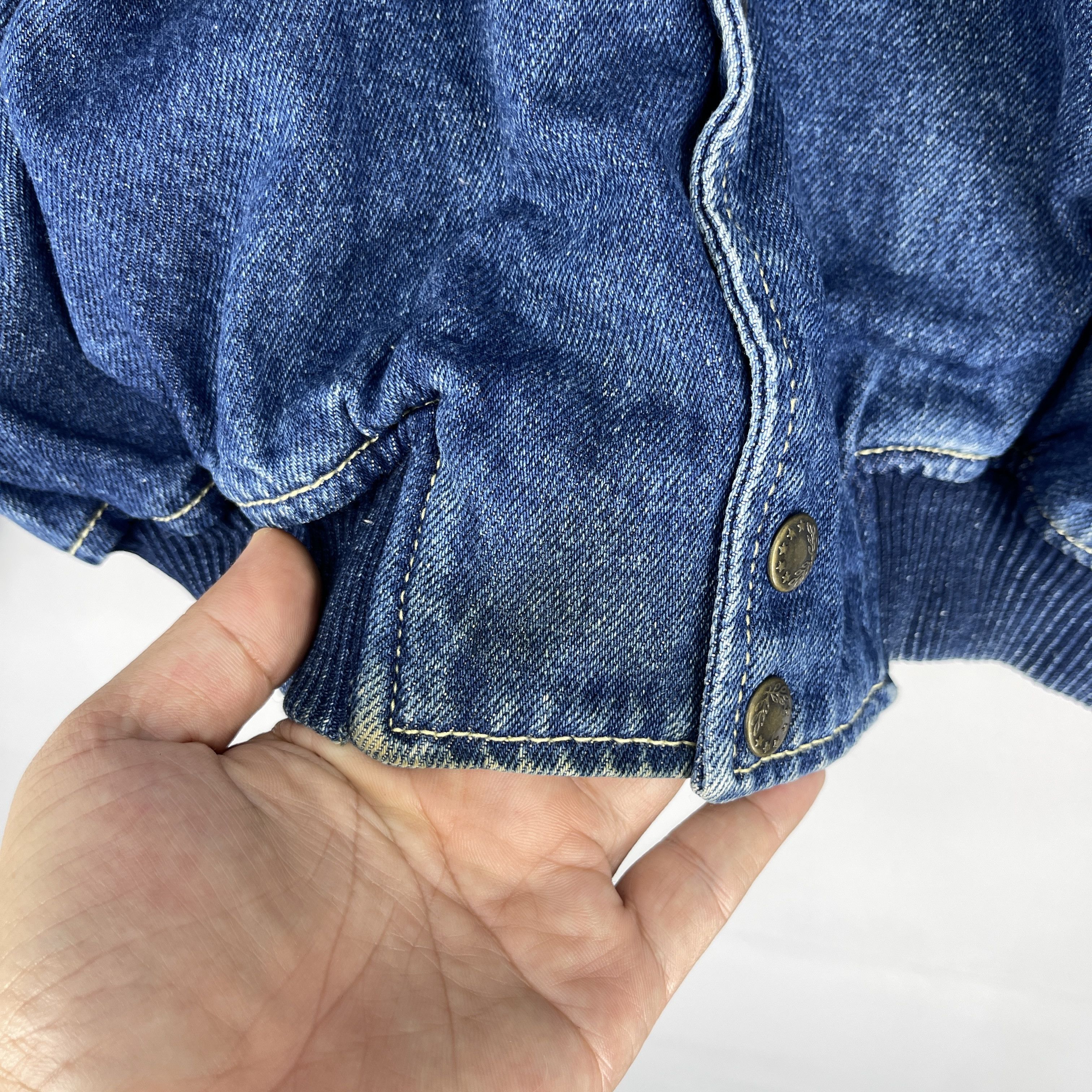 Vintage Vintage 1990s CANGARCON Bomber Style Denim Jacket Size US L / EU 52-54 / 3 - 6 Thumbnail
