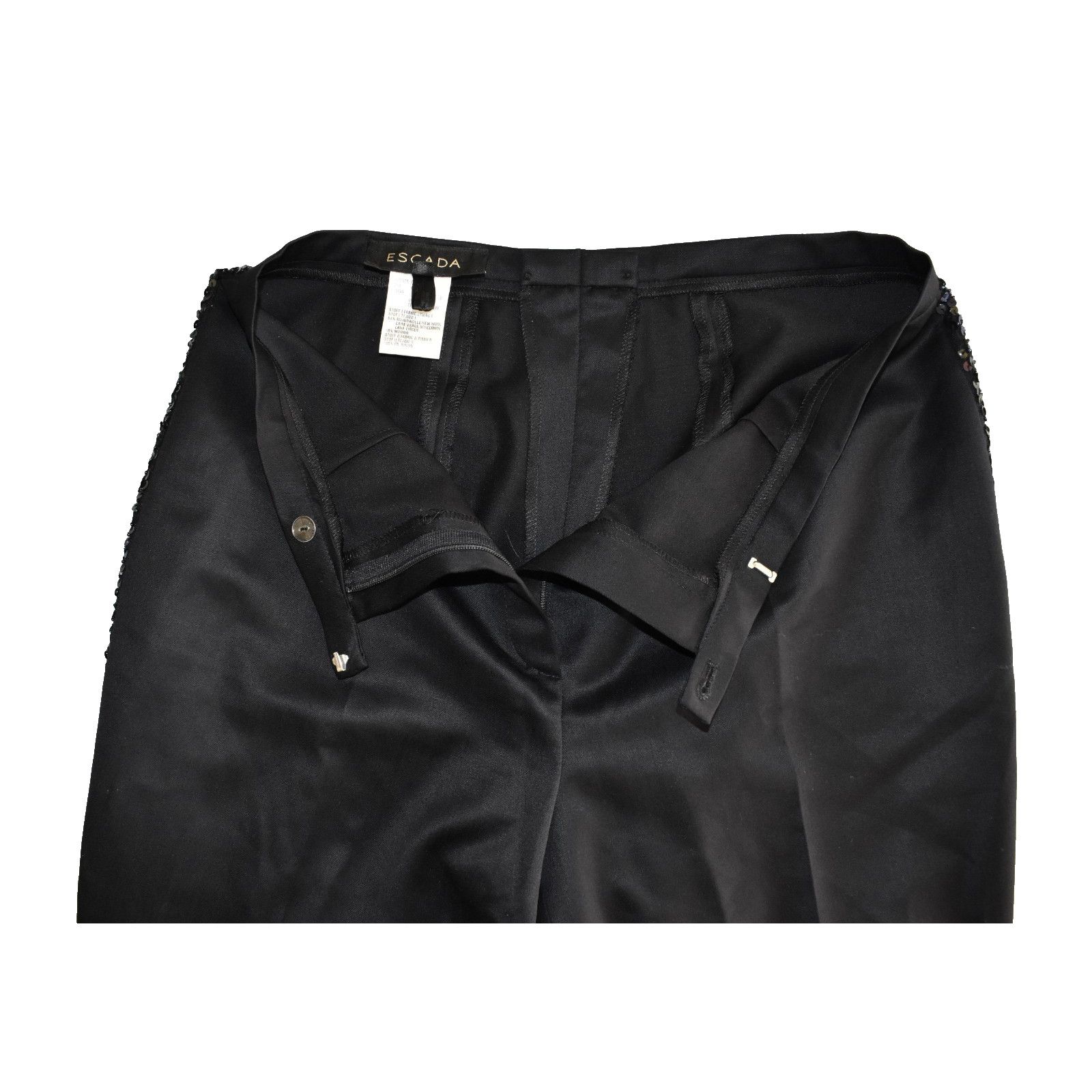 Escada ESCADA Black Wool/Mohair Sequin Striped Sides Trousers Sz 38 Size 29" - 5 Thumbnail