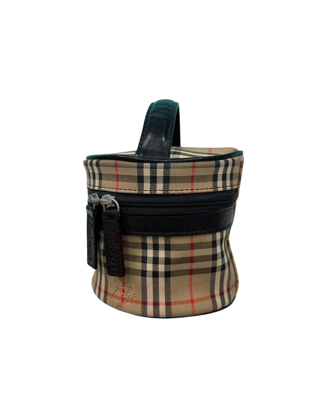 Burberry Prorsum VINTAGE BURBERRYS HAYMARKET CANVAS ROUND MINI VANITY BAG Size ONE SIZE - 5 Thumbnail