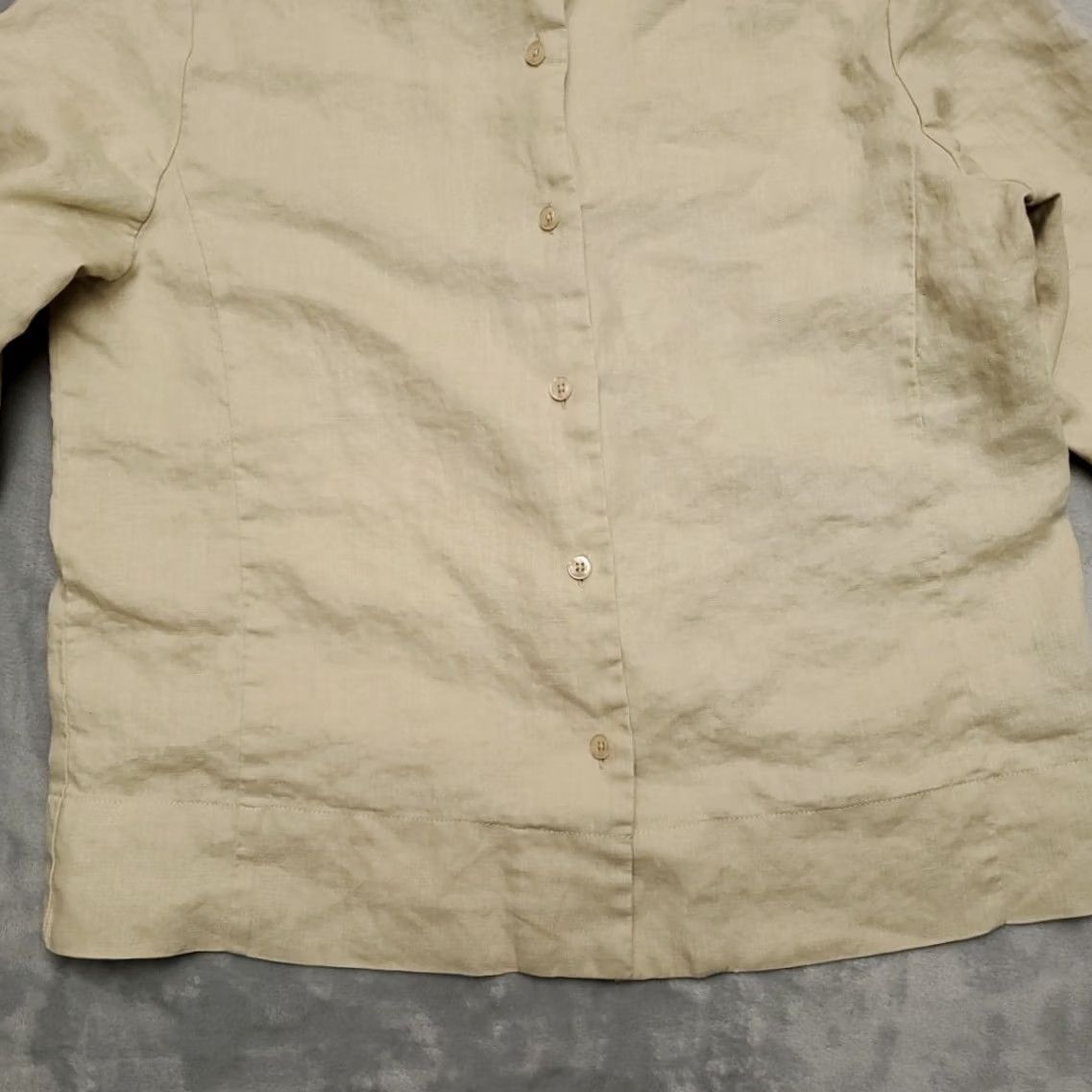 Vintage VINTAGE Westbound Shirt Womens 12 Beige 100% Linen Button-Up Collared 3/4 Sleeve Casual Top Size XL / US 12-14 / IT 48-50 - 2 Thumbnail