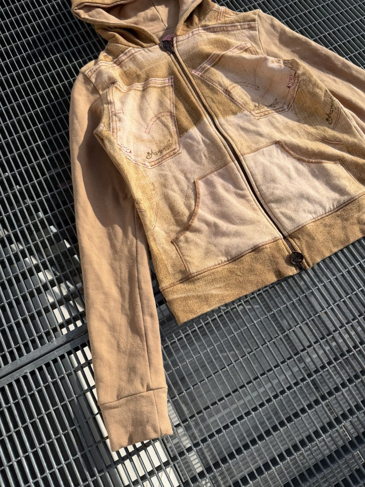 Roberto Cavalli Roberto Cavalli Angeles Overprinted Y2K Zip Hoodie Size XS / US 0-2 / IT 36-38 - 2 Thumbnail