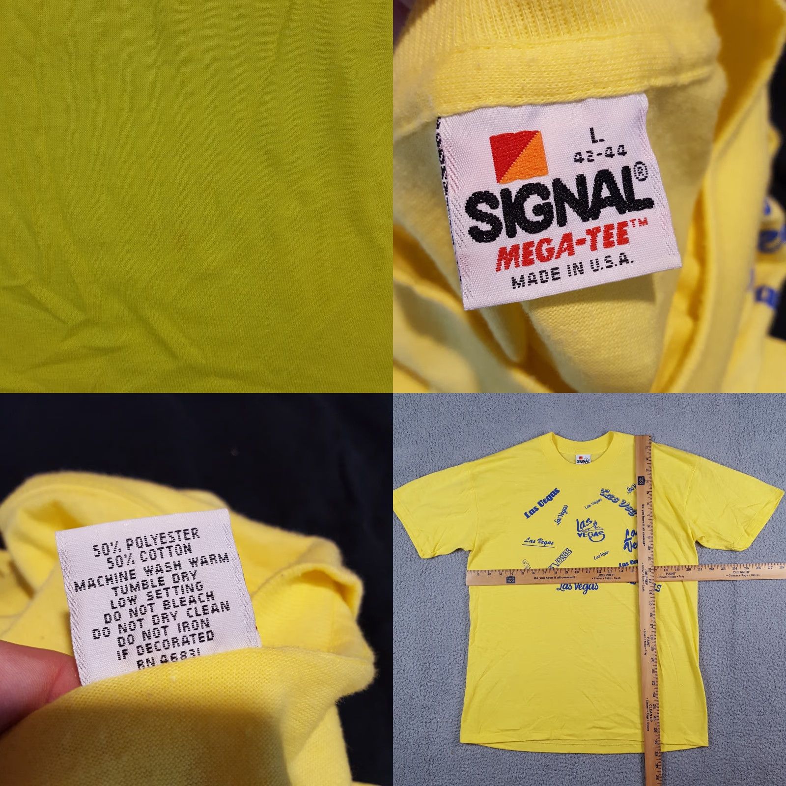 Vintage VINTAGE Signal Las Vegas Gambling Casino Lucky Tee Mens Size L Yellow T-Shirt 90s Poker Slots Retro 90s Vintage Card Game USA Made Size US L / EU 52-54 / 3 - 8 Thumbnail