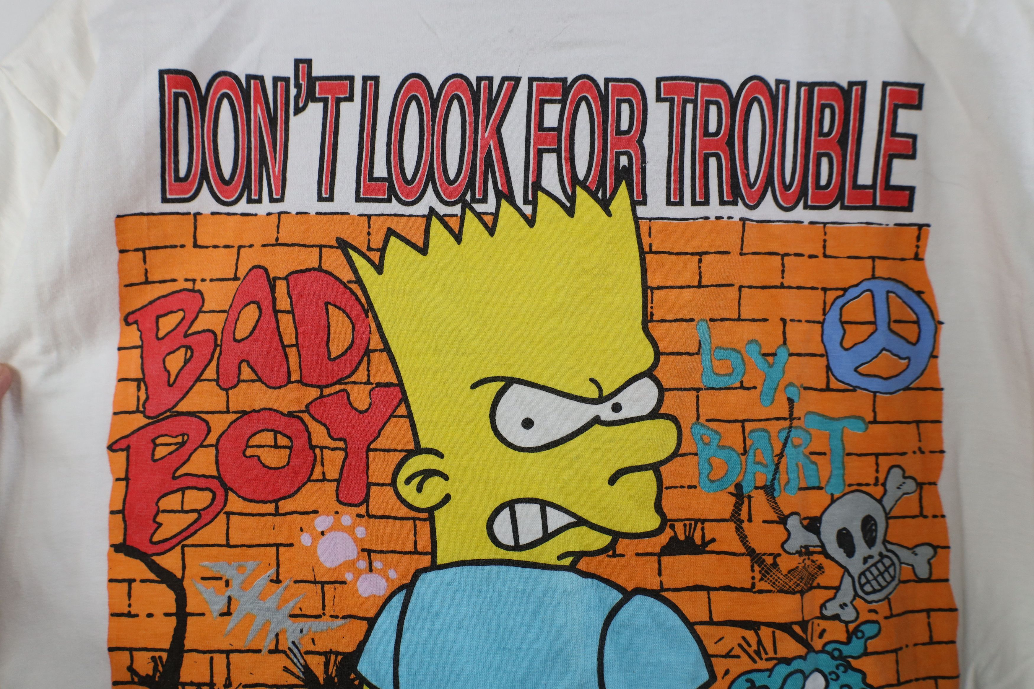 Vintage Vintage 90s The Simpsons Bart Gang Graffiti T-Shirt White Size US M / EU 48-50 / 2 - 9 Thumbnail