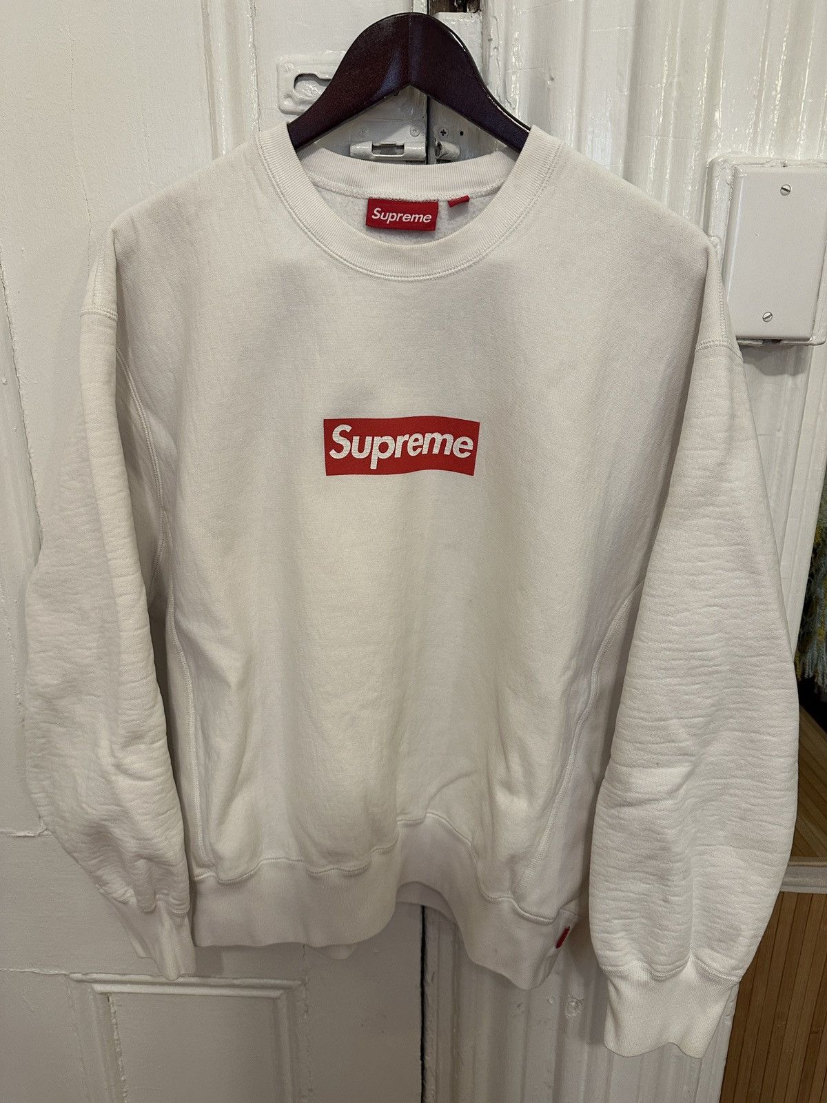 Supreme SS25 Supreme Washed Box Logo Crewneck (Navy) Size Medium