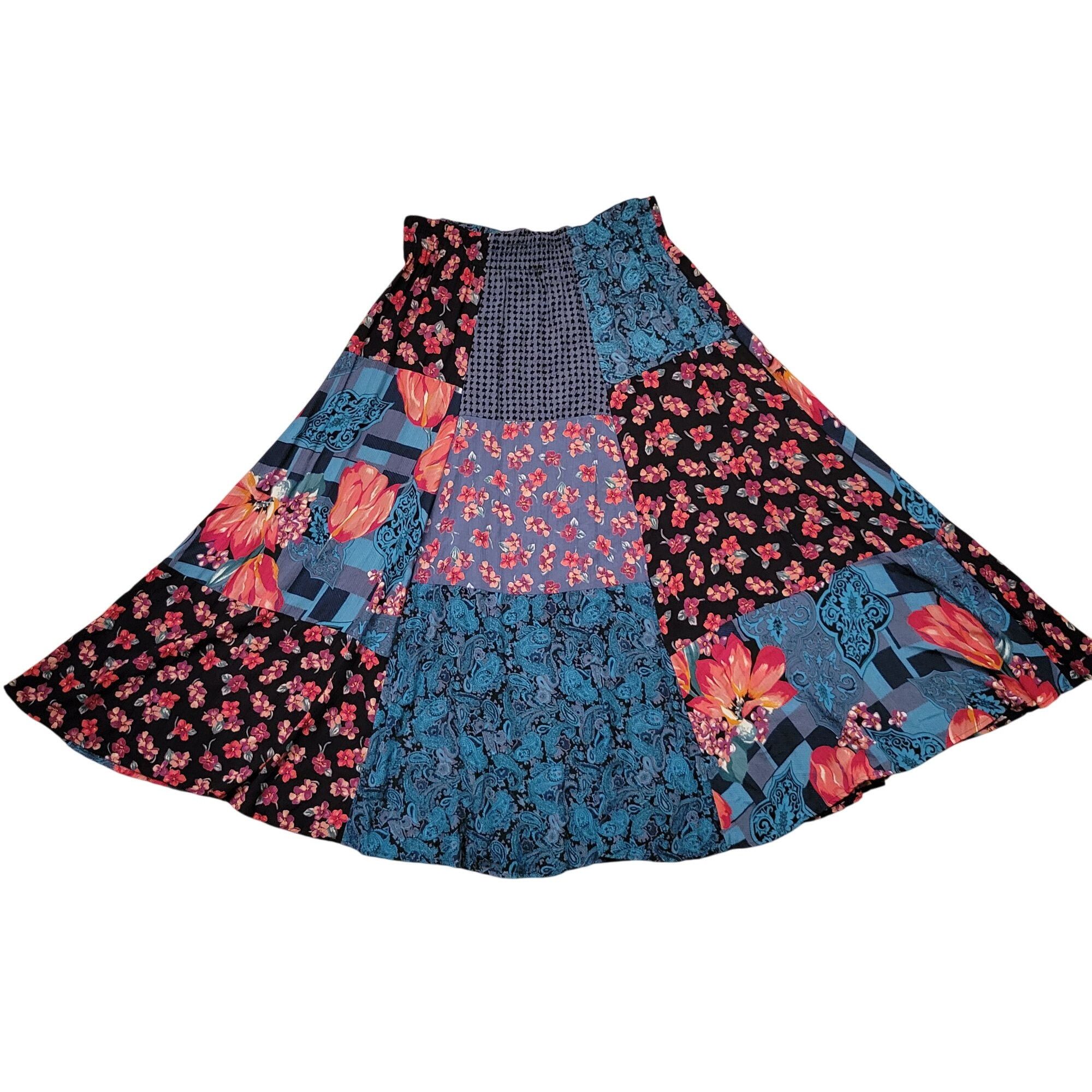 Other Carole Little Patchwork Maxi Skirt 14 Boho Floral Paisley Mo Size 36" / US 14 / IT 50 - 1 Thumbnail