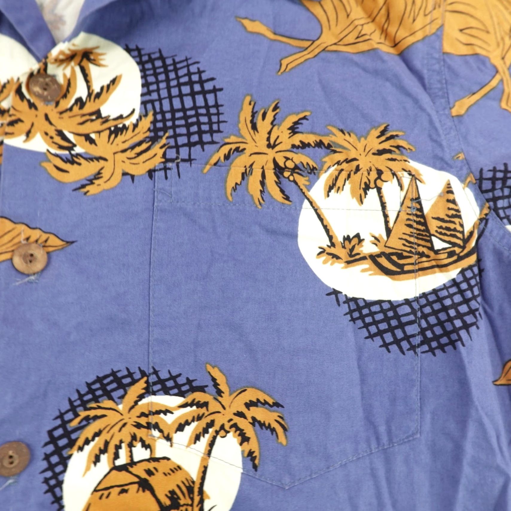 Vintage VINTAGE Kamehameha Men's Large Hawaiian Shirt Cotton Aloha Beach Tropical Short Sleeve Blue Brown Button-Up Size US L / EU 52-54 / 3 - 3 Thumbnail
