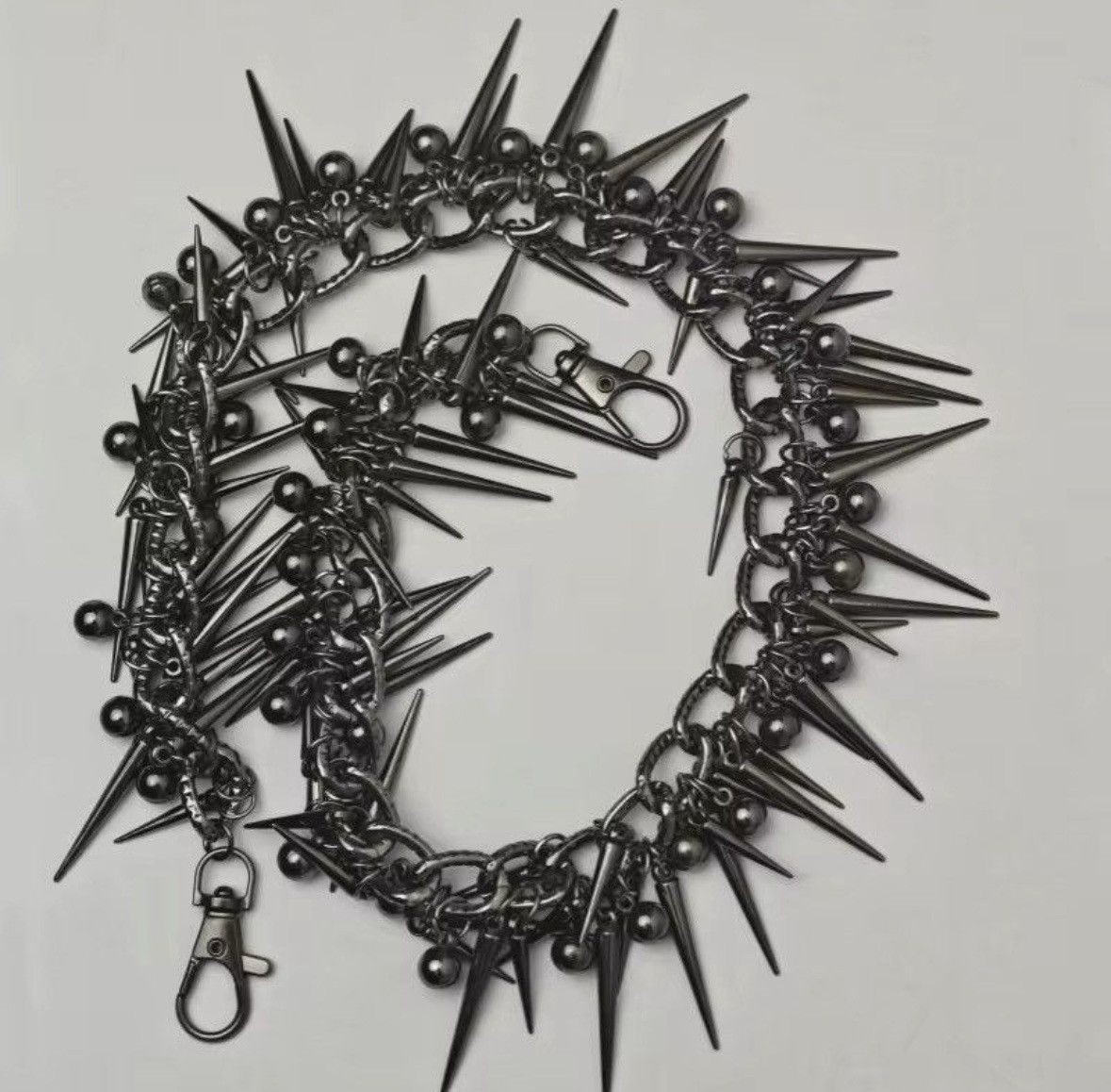 Vintage Black Gun Plated Rivet Metal Pants Chain Size ONE SIZE - 3 Thumbnail