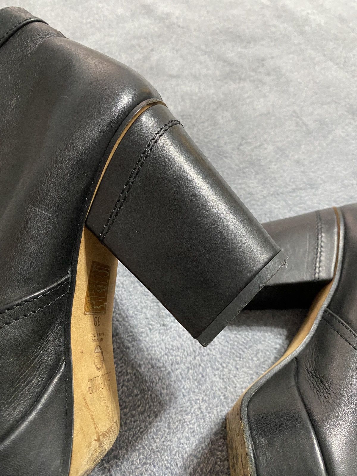Acne Studios Vintage Black Leather Platform Ankle Boots Y2k
