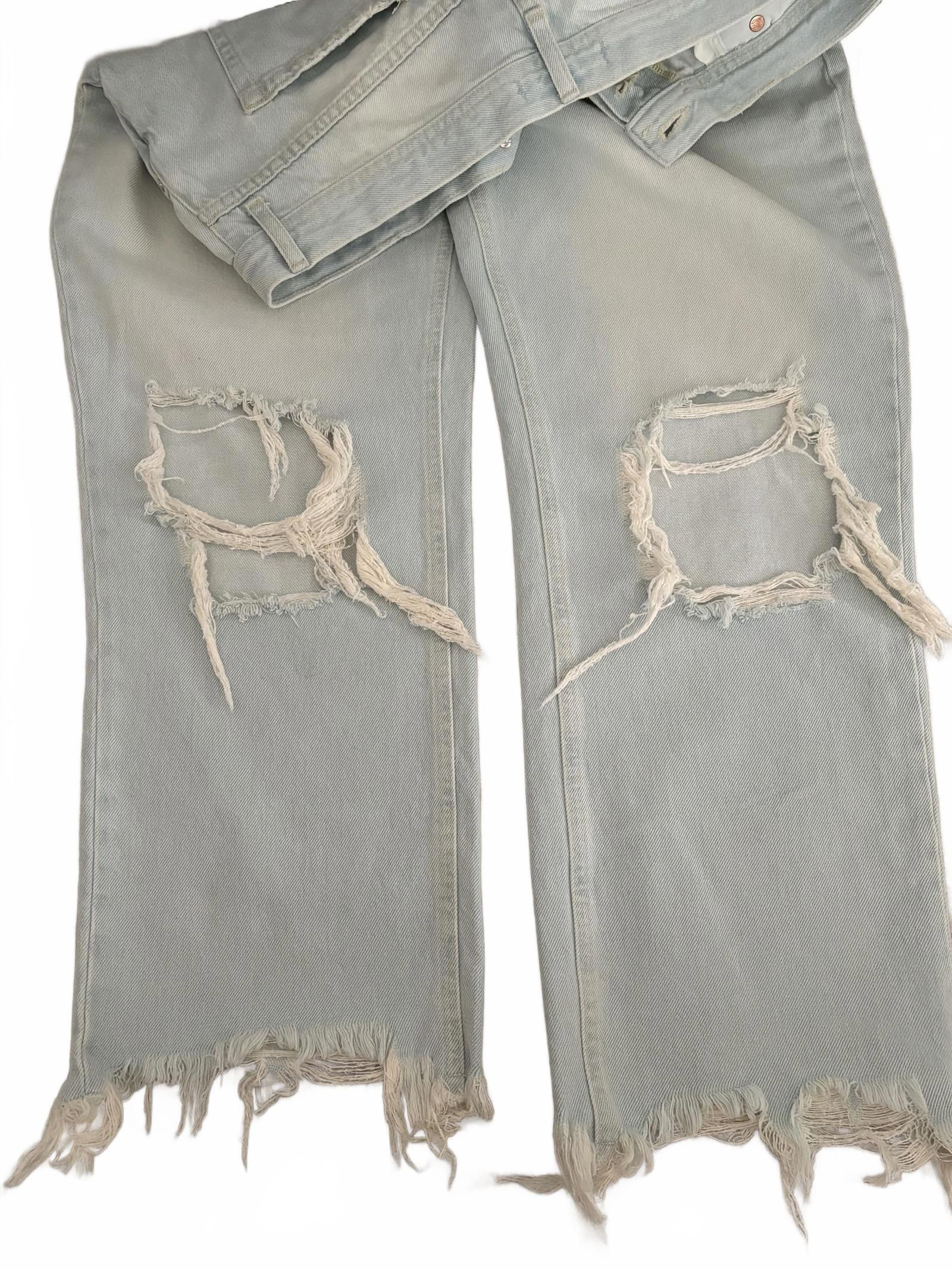 Free People NWOT We the Free- Free People Distressed Light Blue Jeans 32 Size 32" / US 10 / IT 46 - 4 Thumbnail
