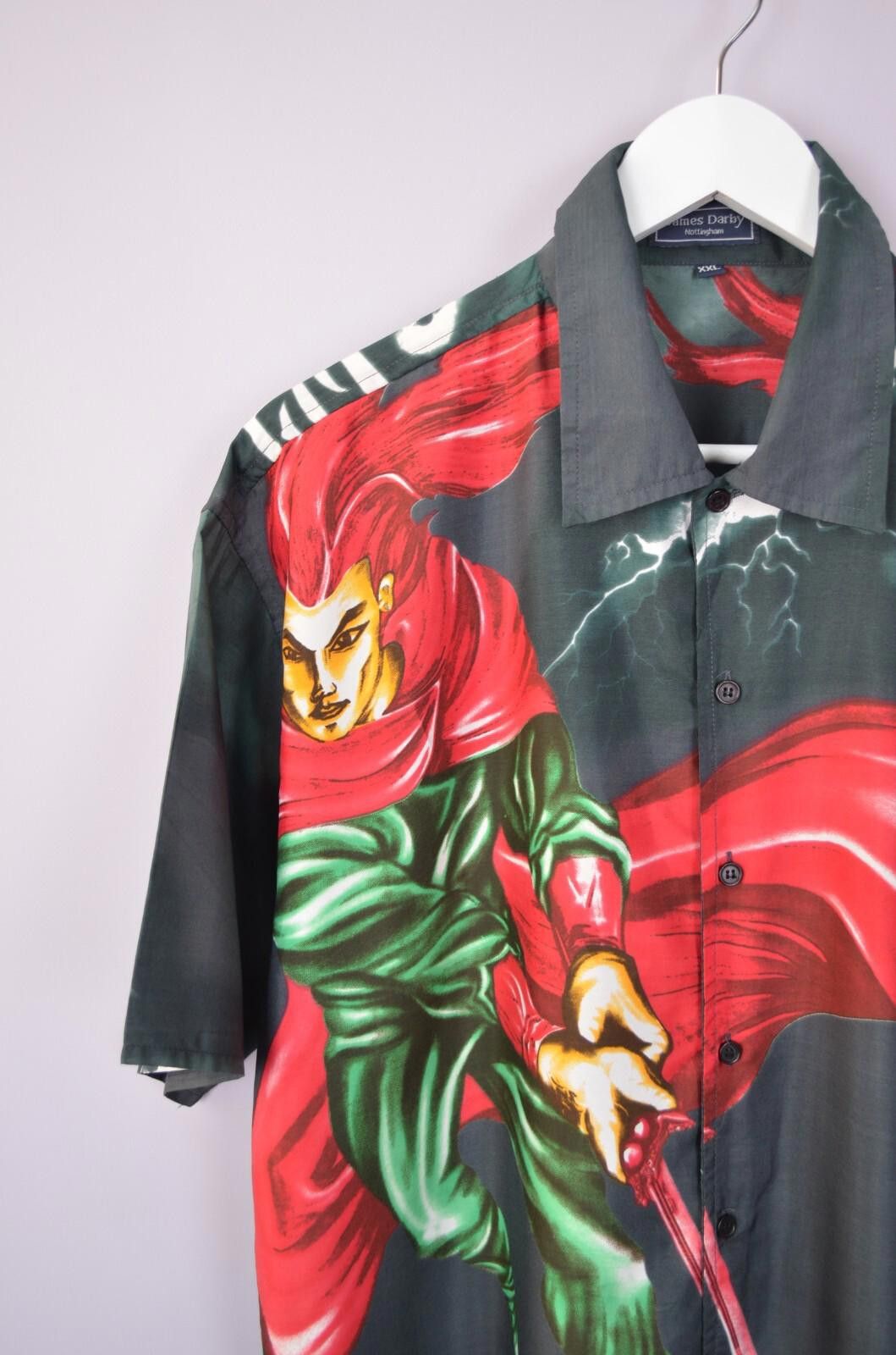 Designer Vintage Anime Samurai Warrior Japanese Shirt Sz XXL AOP 90s Size US XXL / EU 58 / 5 - 3 Thumbnail