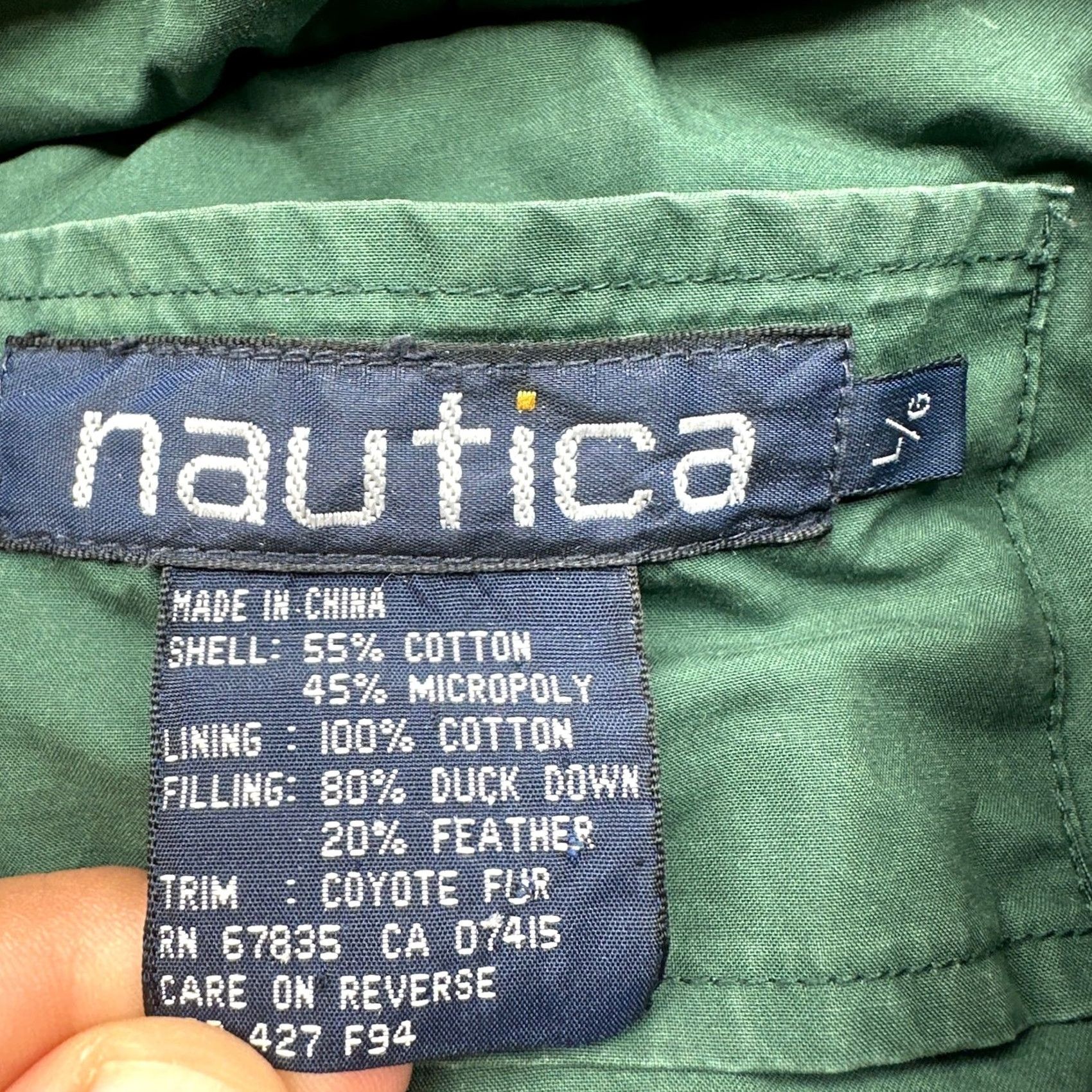 Nautica VINTAGE Nautica Duck Down Puffer Parka Jacket Large White Green STAINED Mens Size US L / EU 52-54 / 3 - 3 Thumbnail