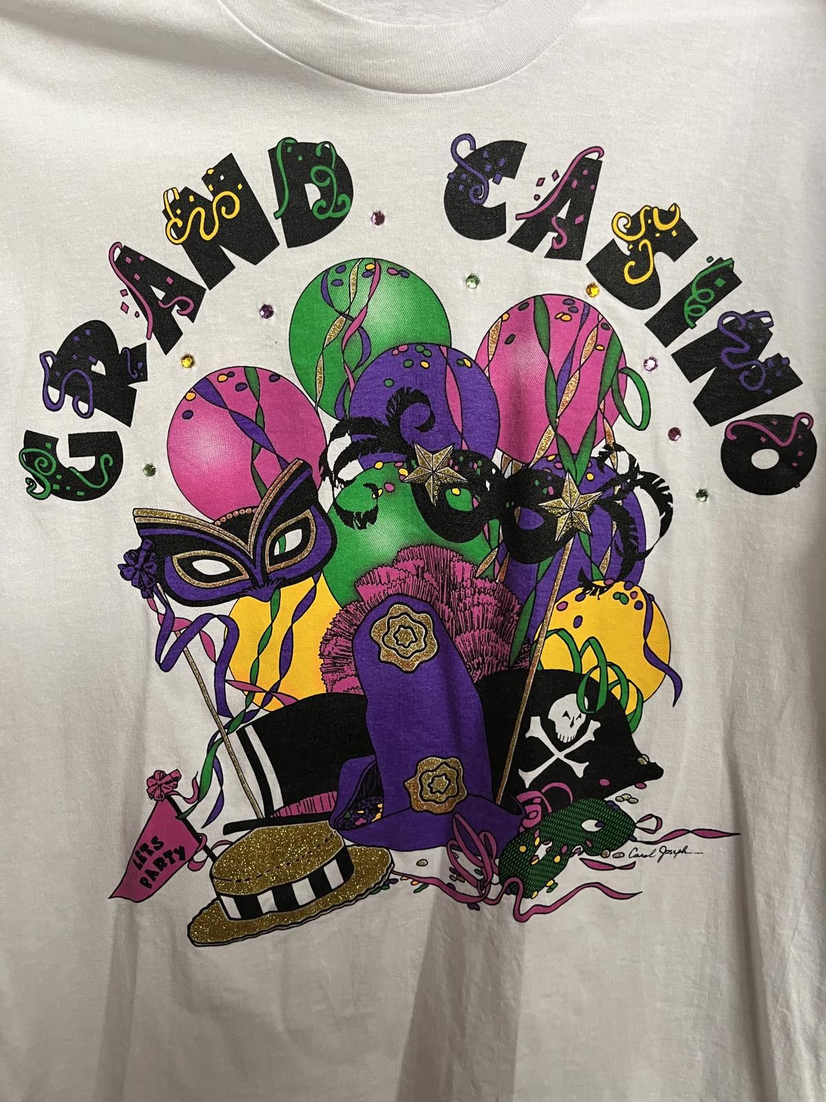 Designer VTG Cute Grand Casino Mardi Gras T-shirt Single Stitch XL Size US XL / EU 56 / 4 - 3 Thumbnail