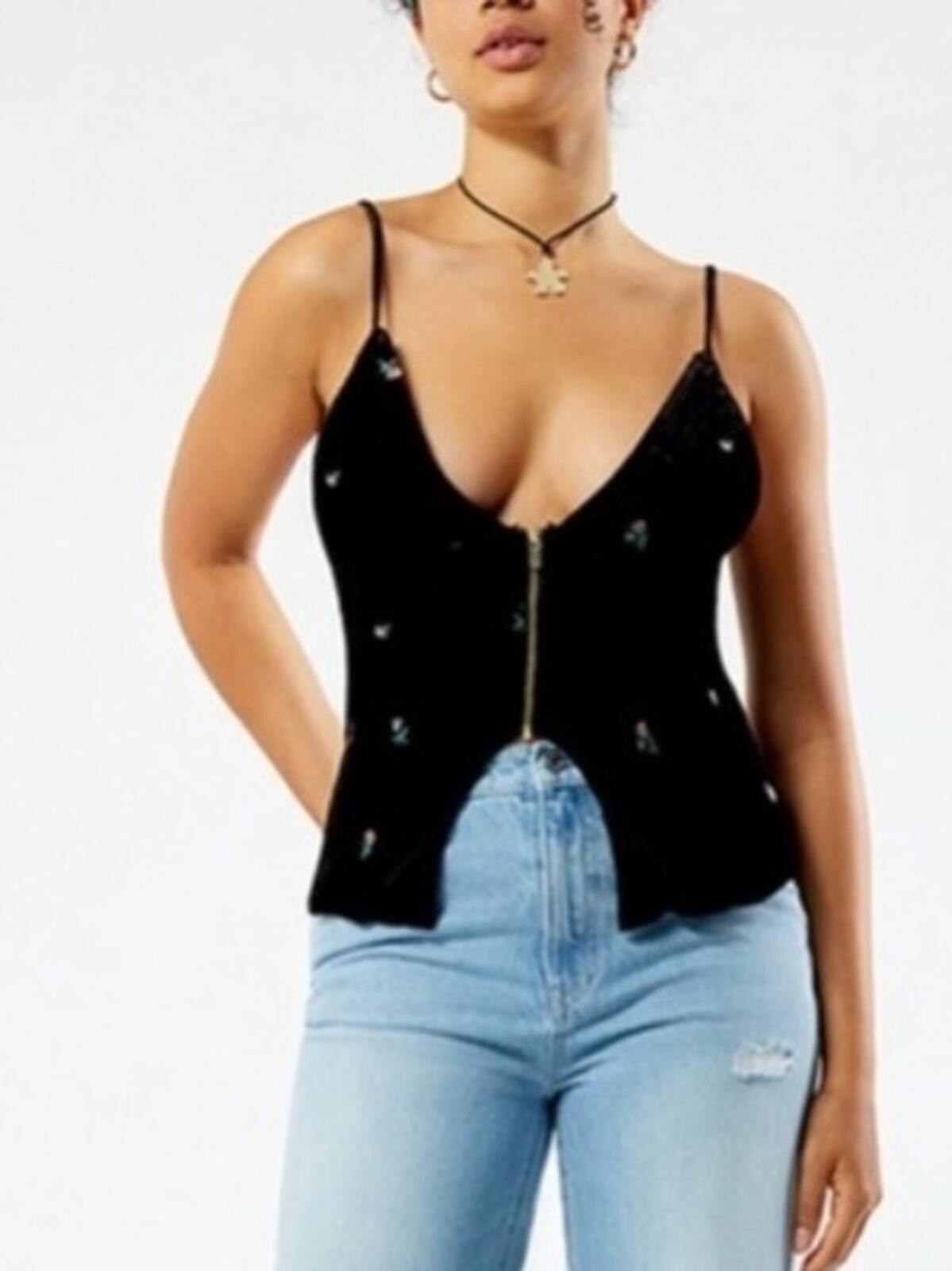 Other WeWoreWhat / Embroidered Velvet Peplum Corset / Black Size S / US 4 / IT 40 - 4 Thumbnail