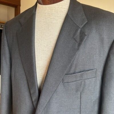 Hickey Freeman Hickey Freeman Loro Piana Wool Charcoal Gray Blazer Suit Jac Size 46R - 1 Thumbnail